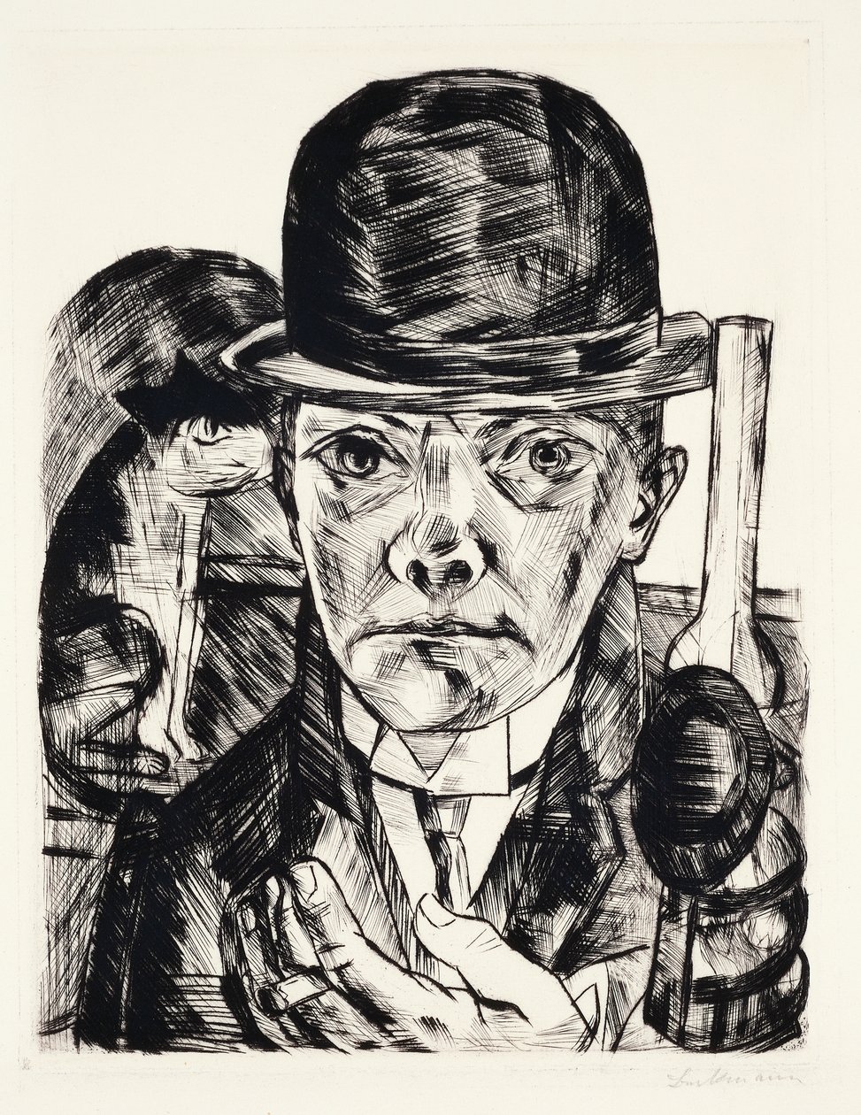Autoportret z kapeluszem autorstwa Max Beckmann