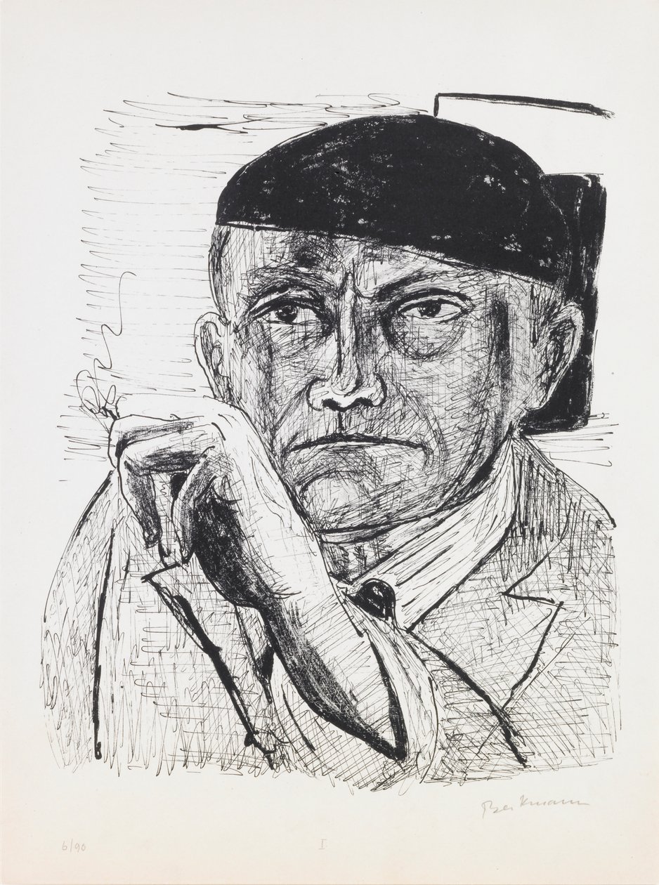 Autoportret, płyta 1 z teki „Dzień i sen” autorstwa Max Beckmann