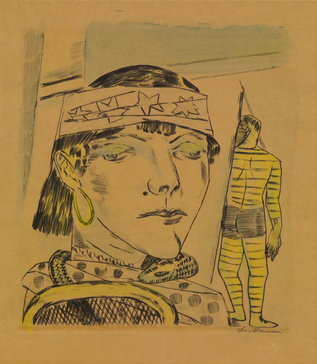 Schlangenfrau, von der Jahresmesse autorstwa Max Beckmann
