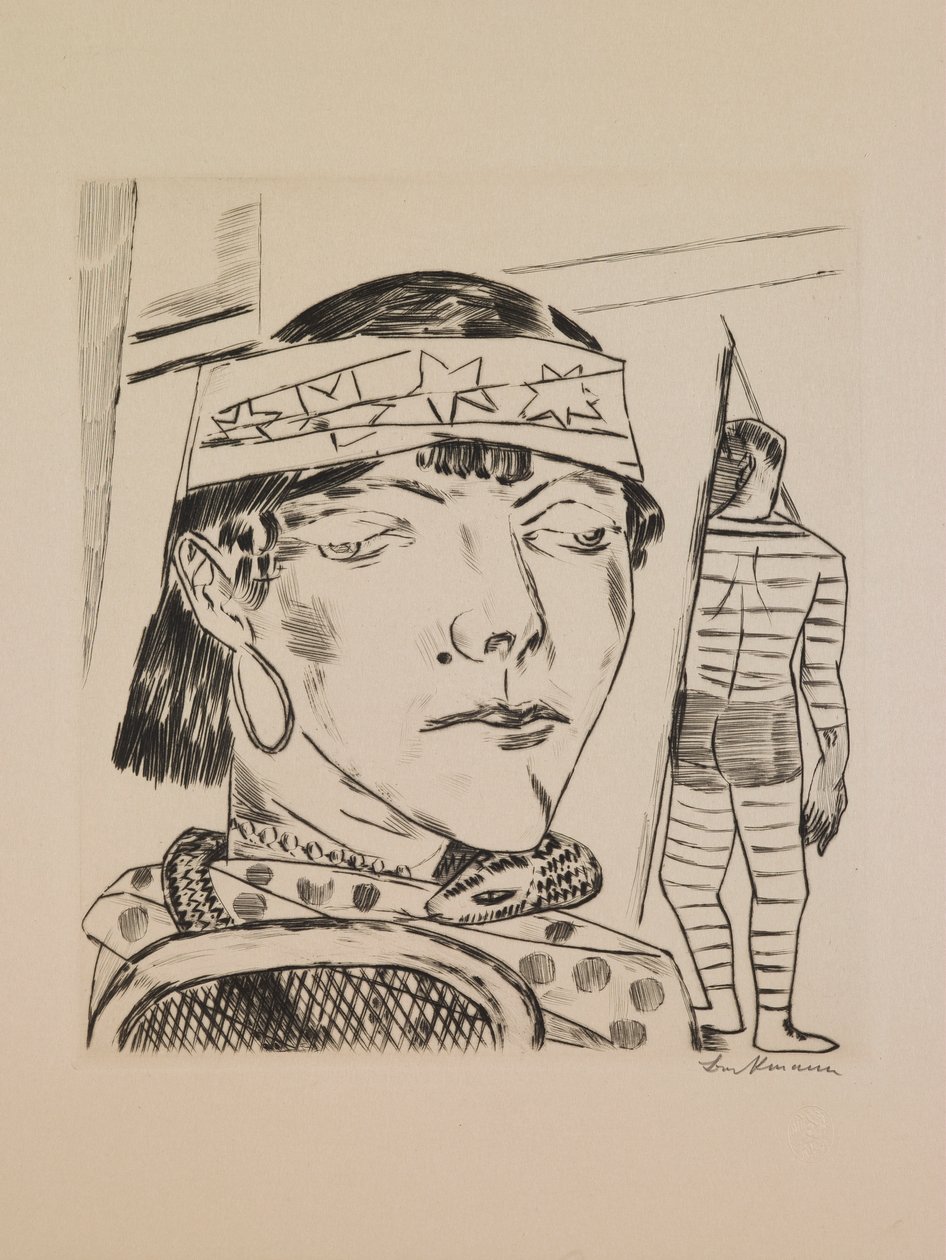Snake Lady, tablica 10 z teki „Targi Roczne” autorstwa Max Beckmann