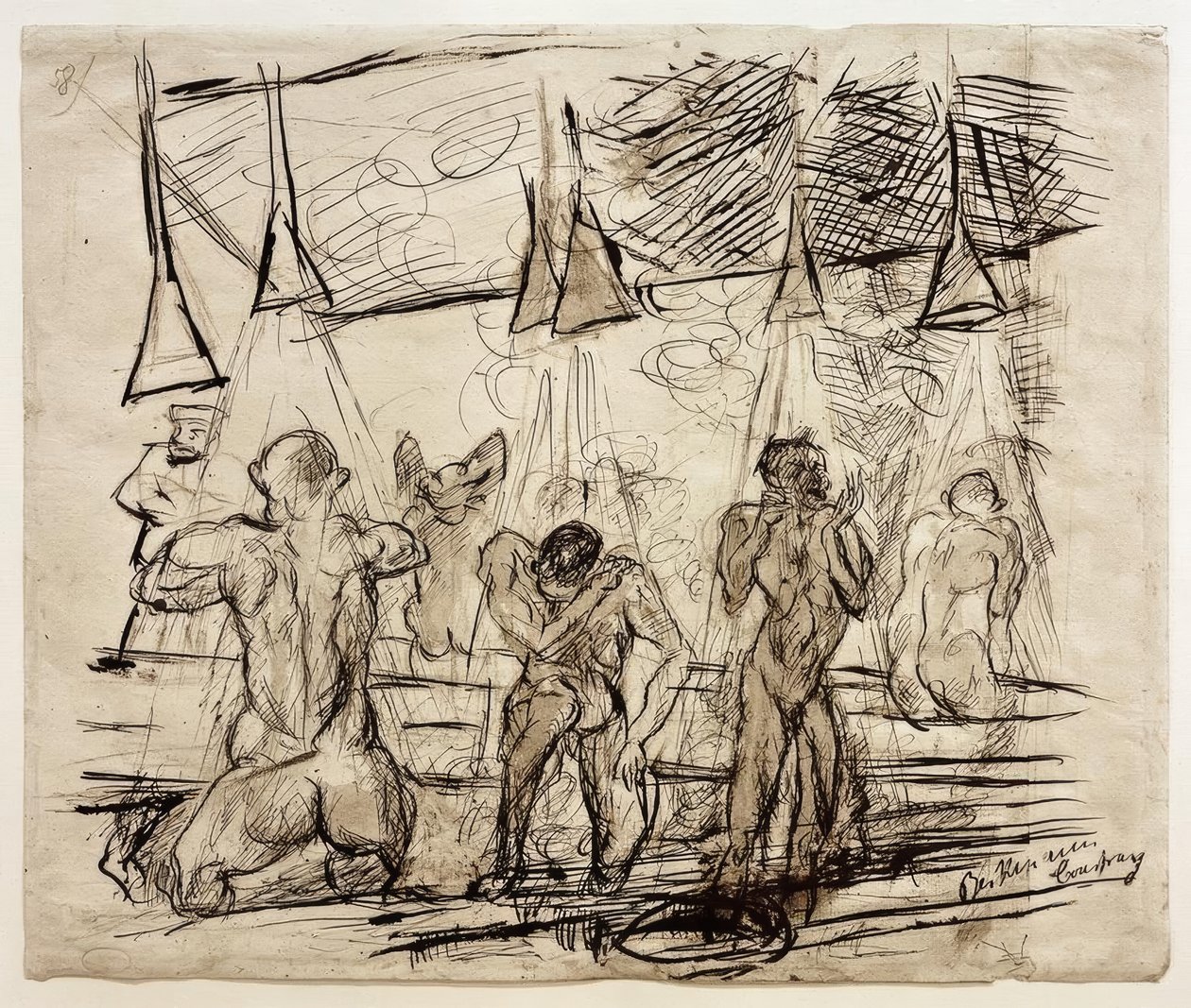 Łaźnia żołnierska - prysznic dla żołnierzy autorstwa Max Beckmann