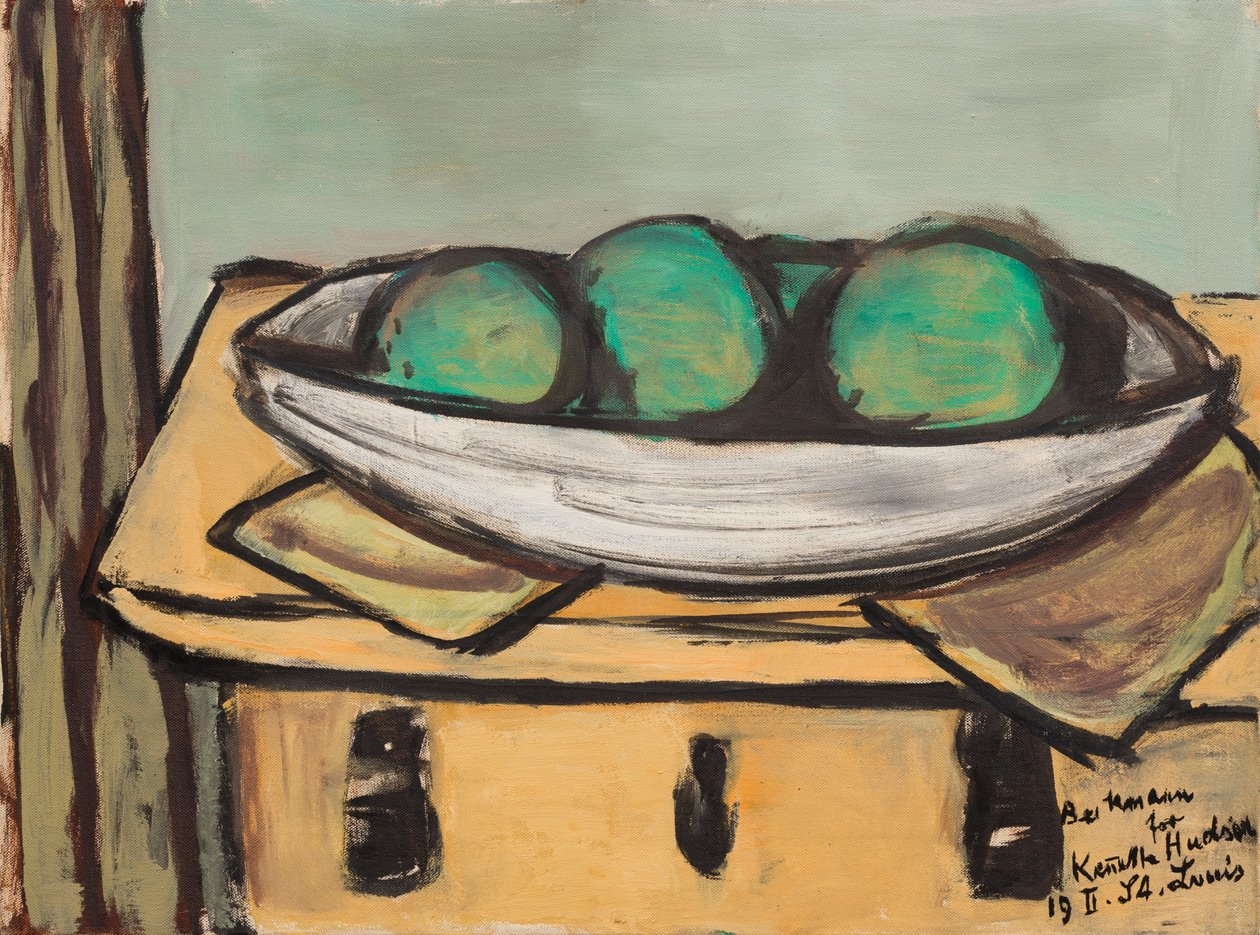 Martwa natura z dużym zielonym owocem autorstwa Max Beckmann