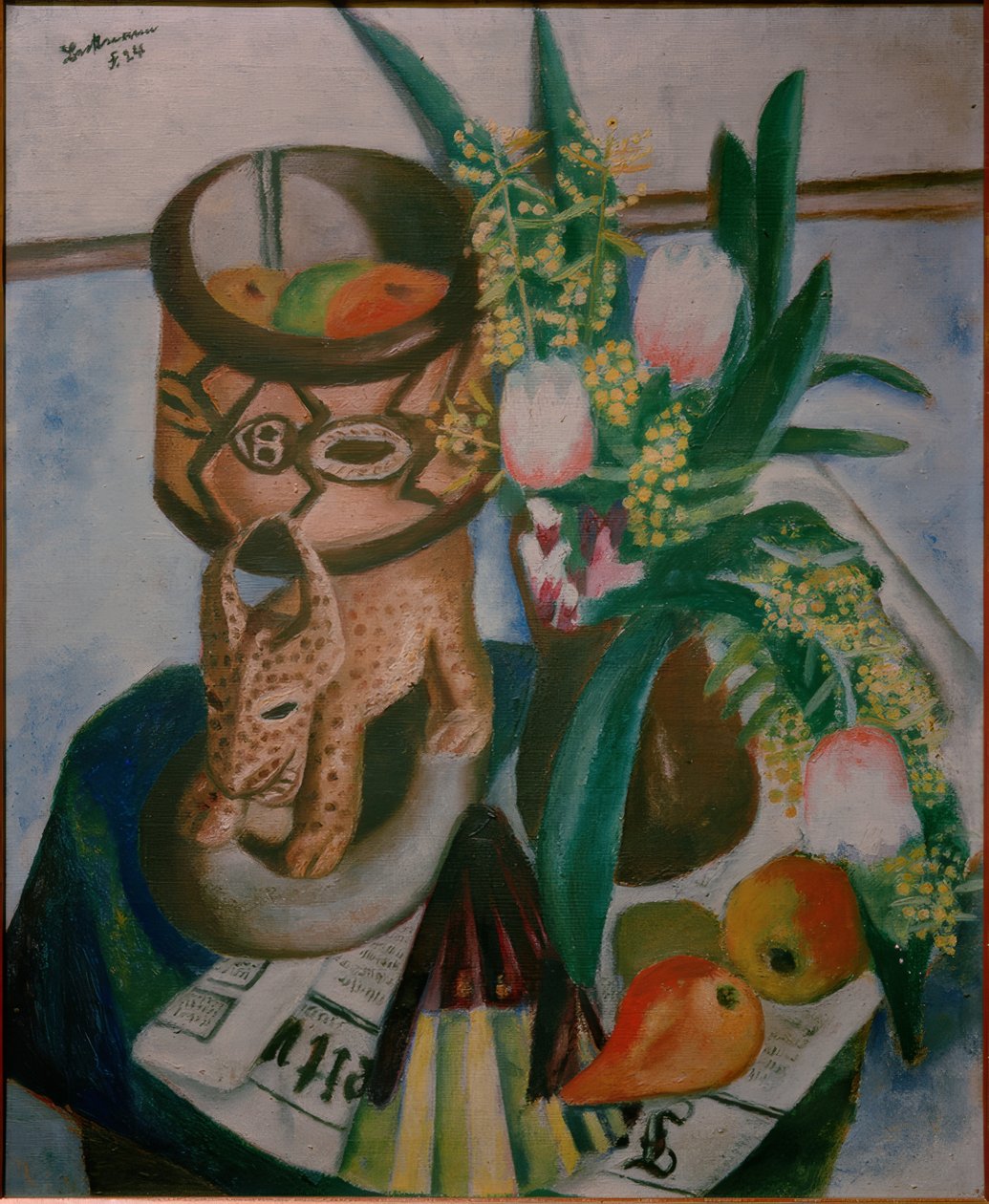 Martwa natura z rzeźbami afrykańskimi autorstwa Max Beckmann