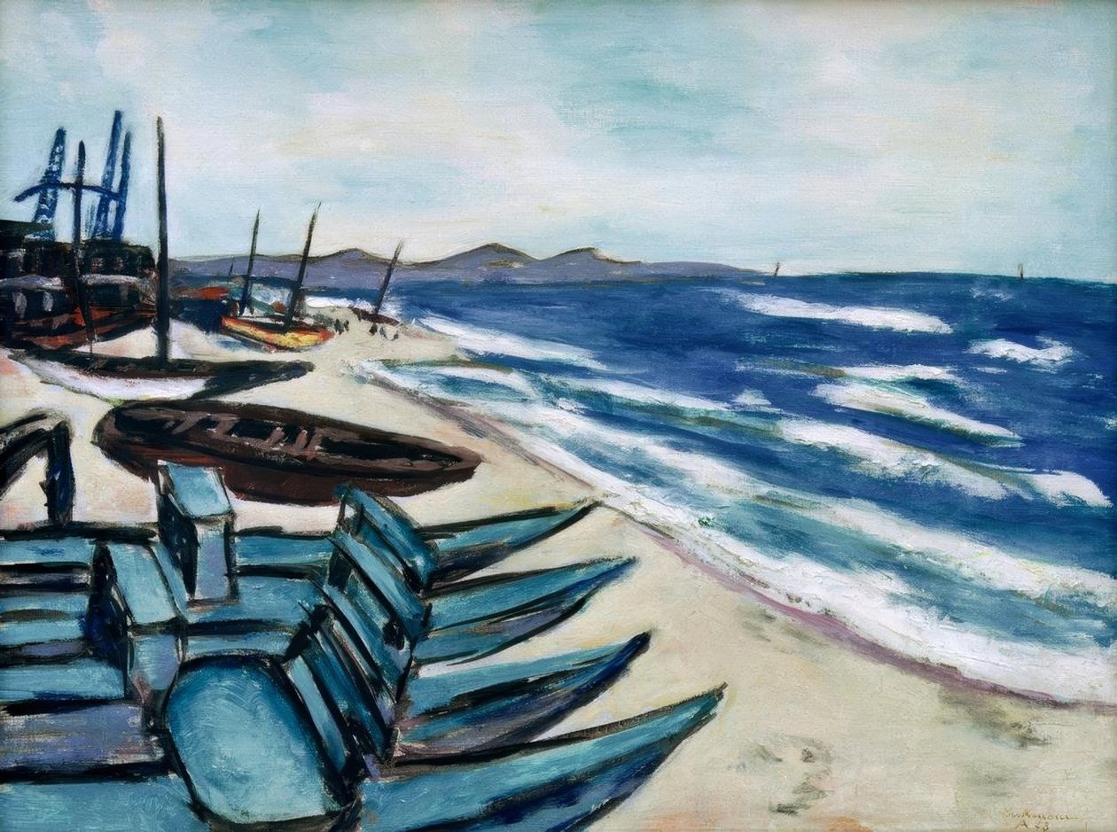 Plaża z łodziami na Riwierze autorstwa Max Beckmann