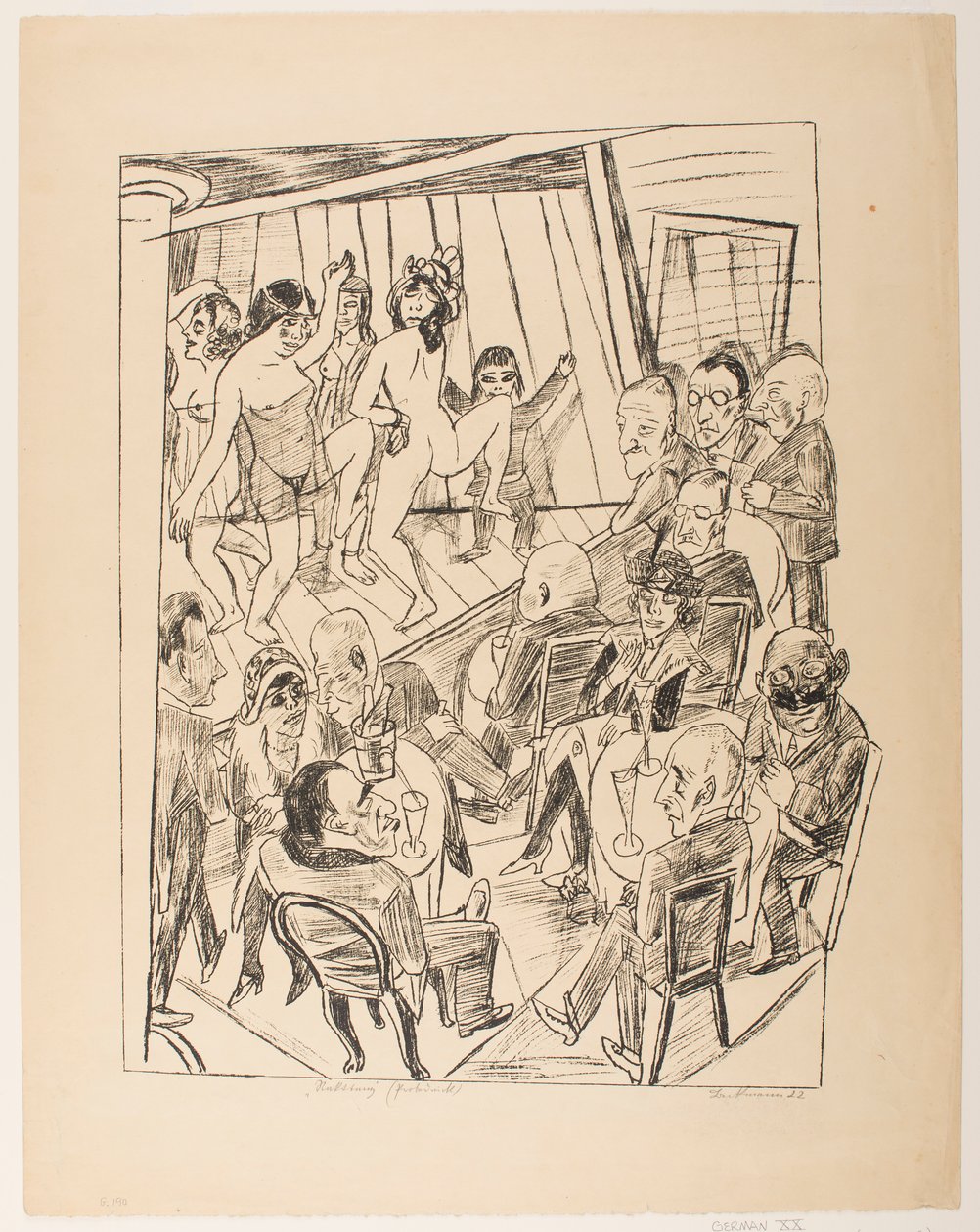 Striptiz, płyta 4 z serii „Wycieczka do Berlina 1922” autorstwa Max Beckmann