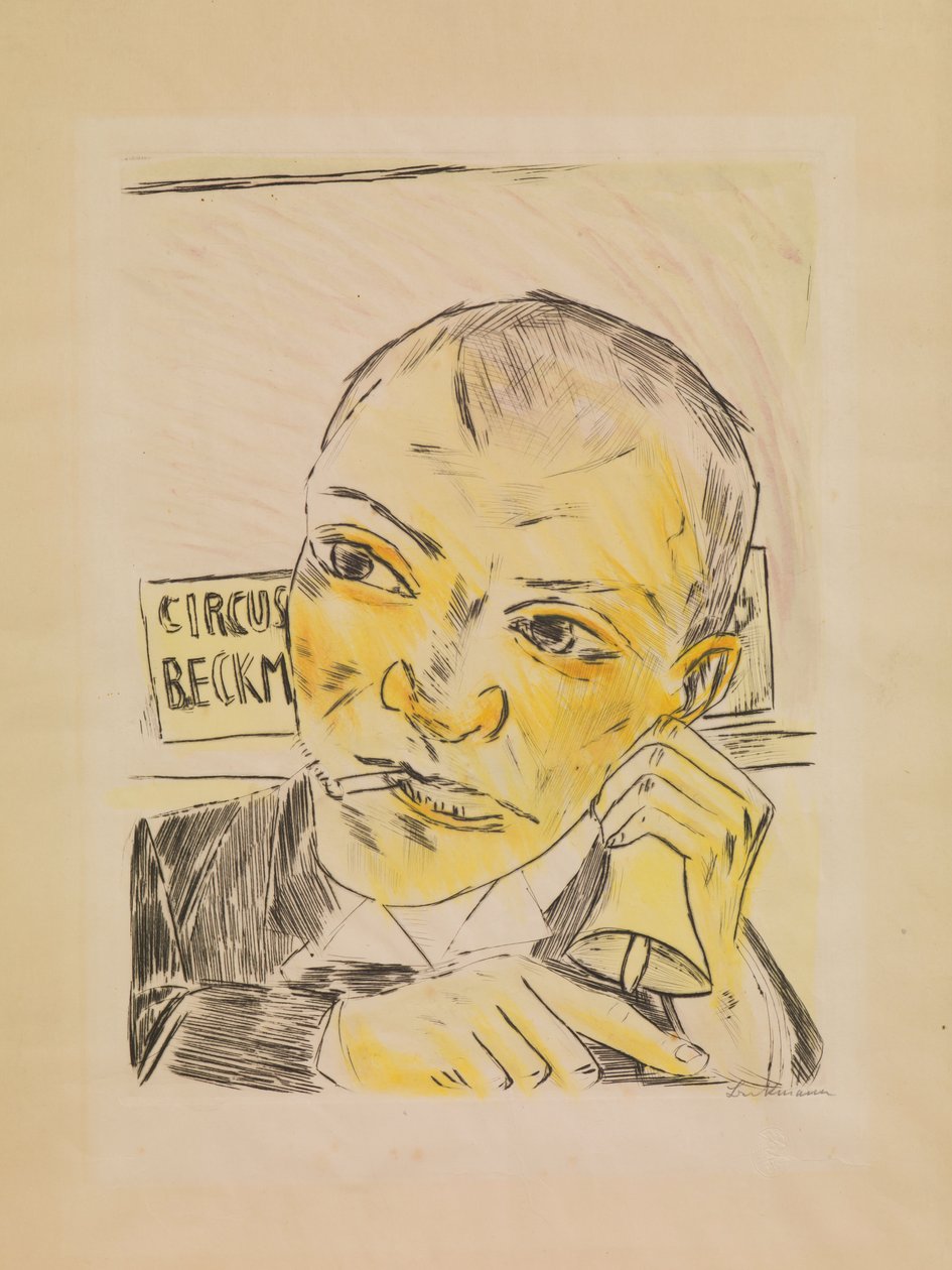 Der Ausrufer, von Der Jahrmarkt autorstwa Max Beckmann
