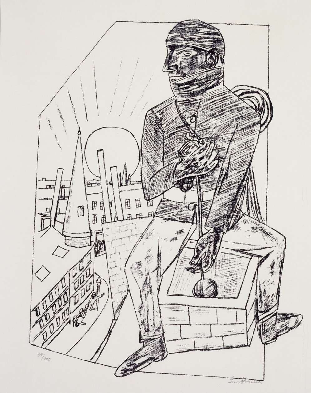 Kominiarz, Max Beckmann (1884-1950), litografia. Niemcy, XX wiek. autorstwa Max Beckmann