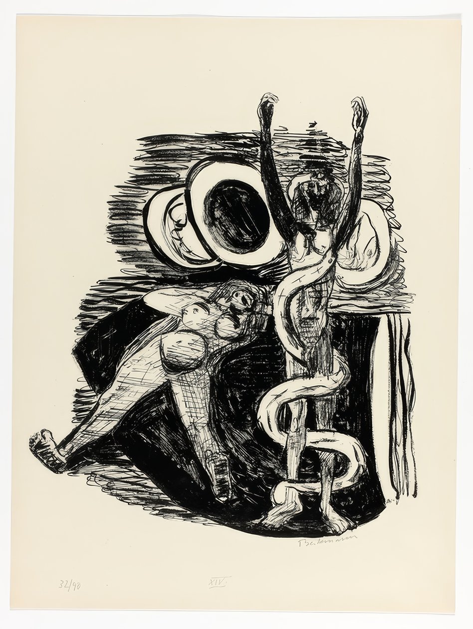 Upadek człowieka, płyta 14 z Day and Dream autorstwa Max Beckmann