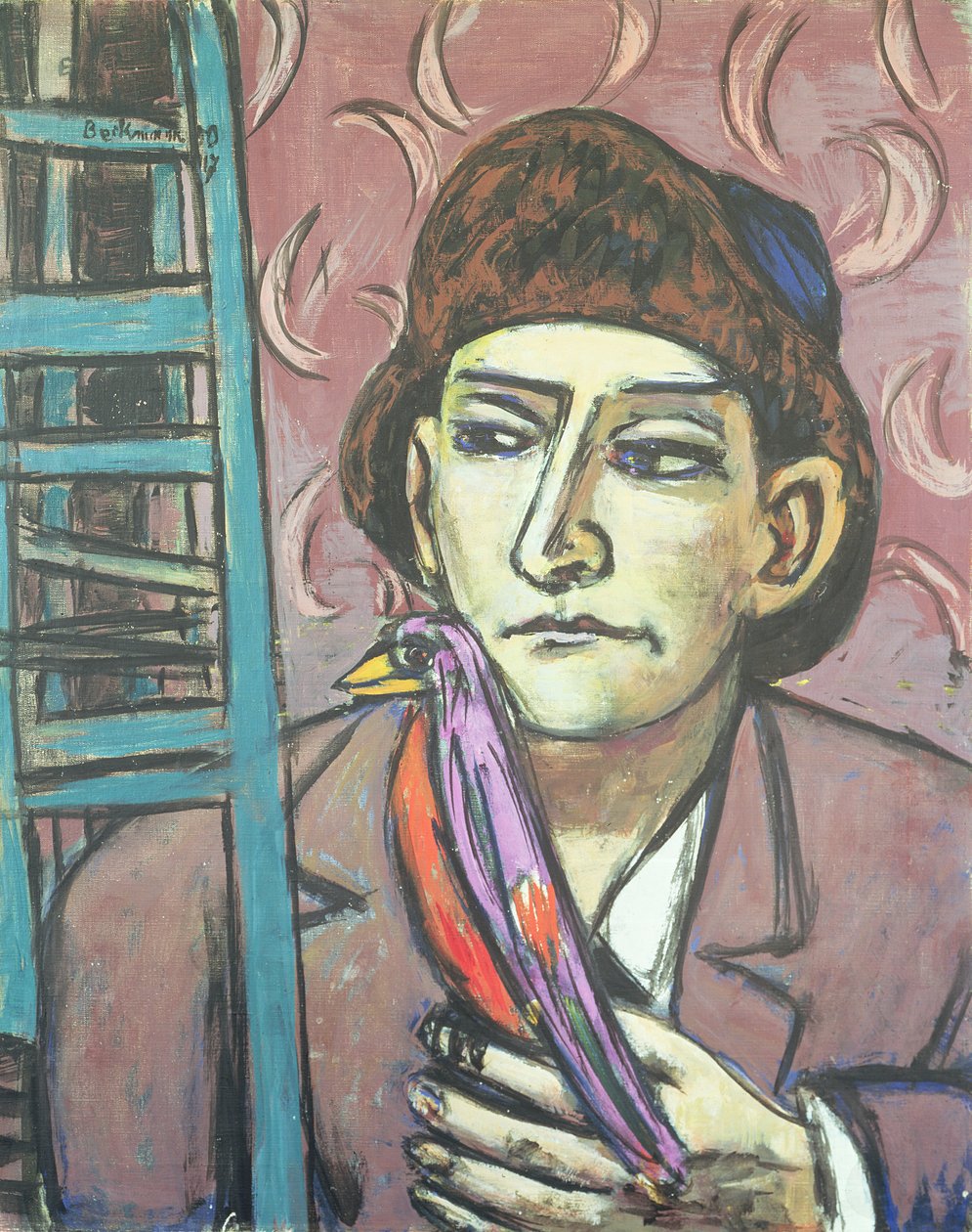 Człowiek z ptakiem autorstwa Max Beckmann