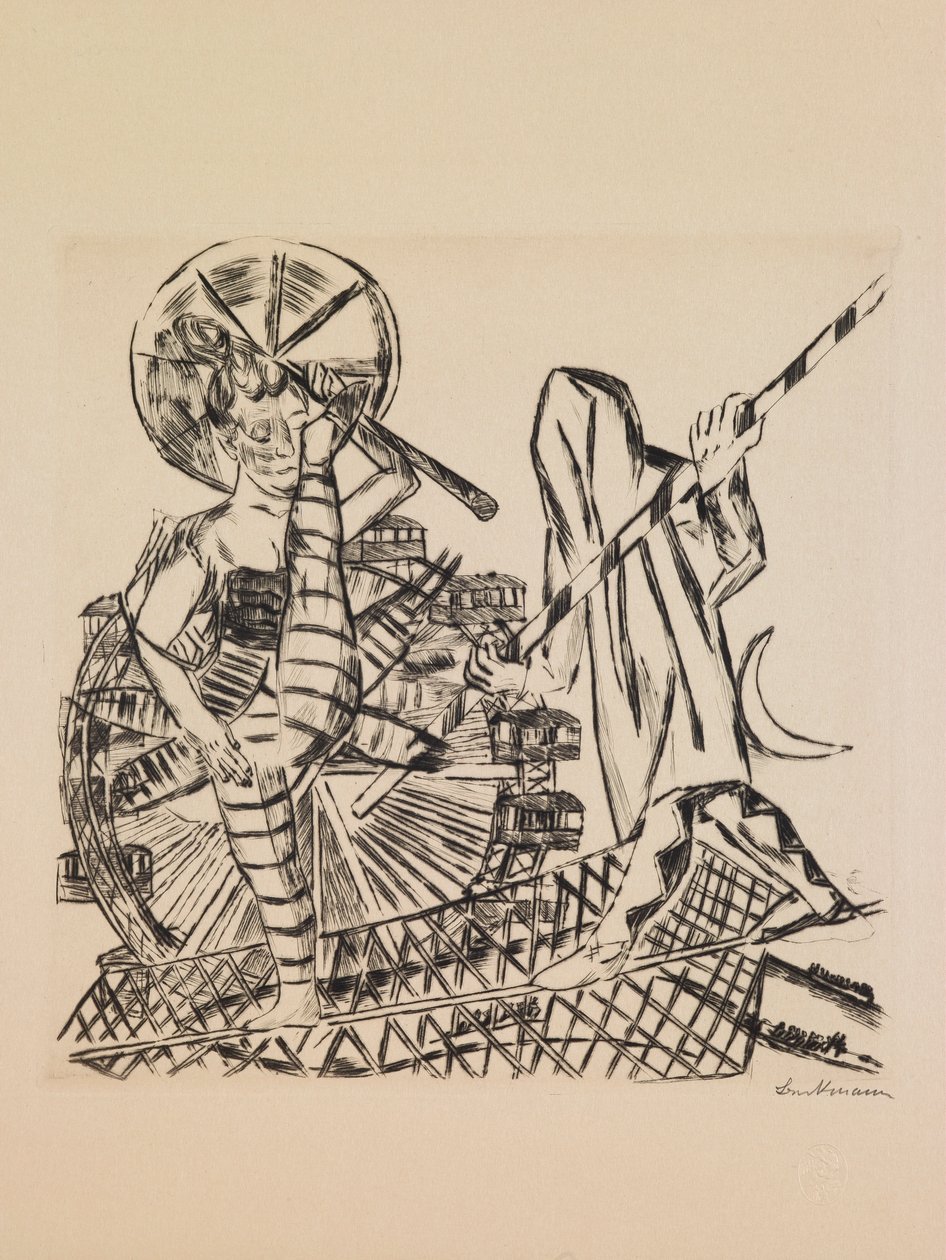 Linoskoczkowie, płyta 8 z portfolio „Targi Roczne” autorstwa Max Beckmann