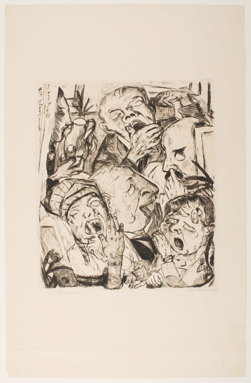 Ziewacze, tablica 7 z portfolio „Twarze” autorstwa Max Beckmann