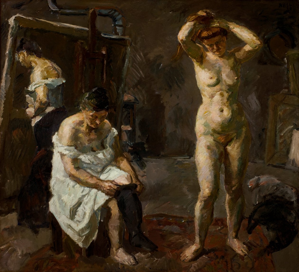 Trzy kobiety w studiu autorstwa Max Beckmann