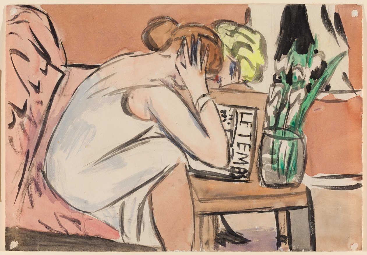 Dwie dziewczynki czytające autorstwa Max Beckmann