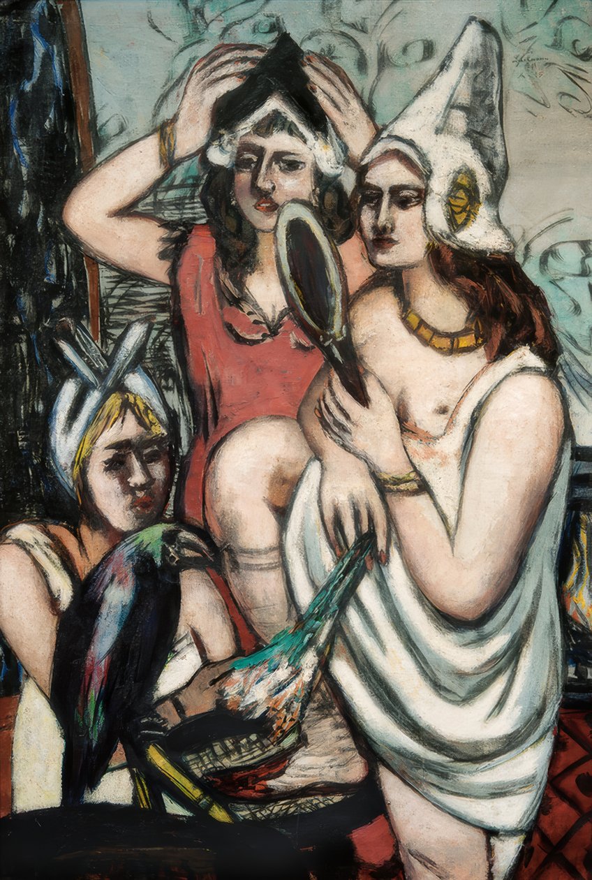 Przed balem przebierańców (trzy kobiety) autorstwa Max Beckmann