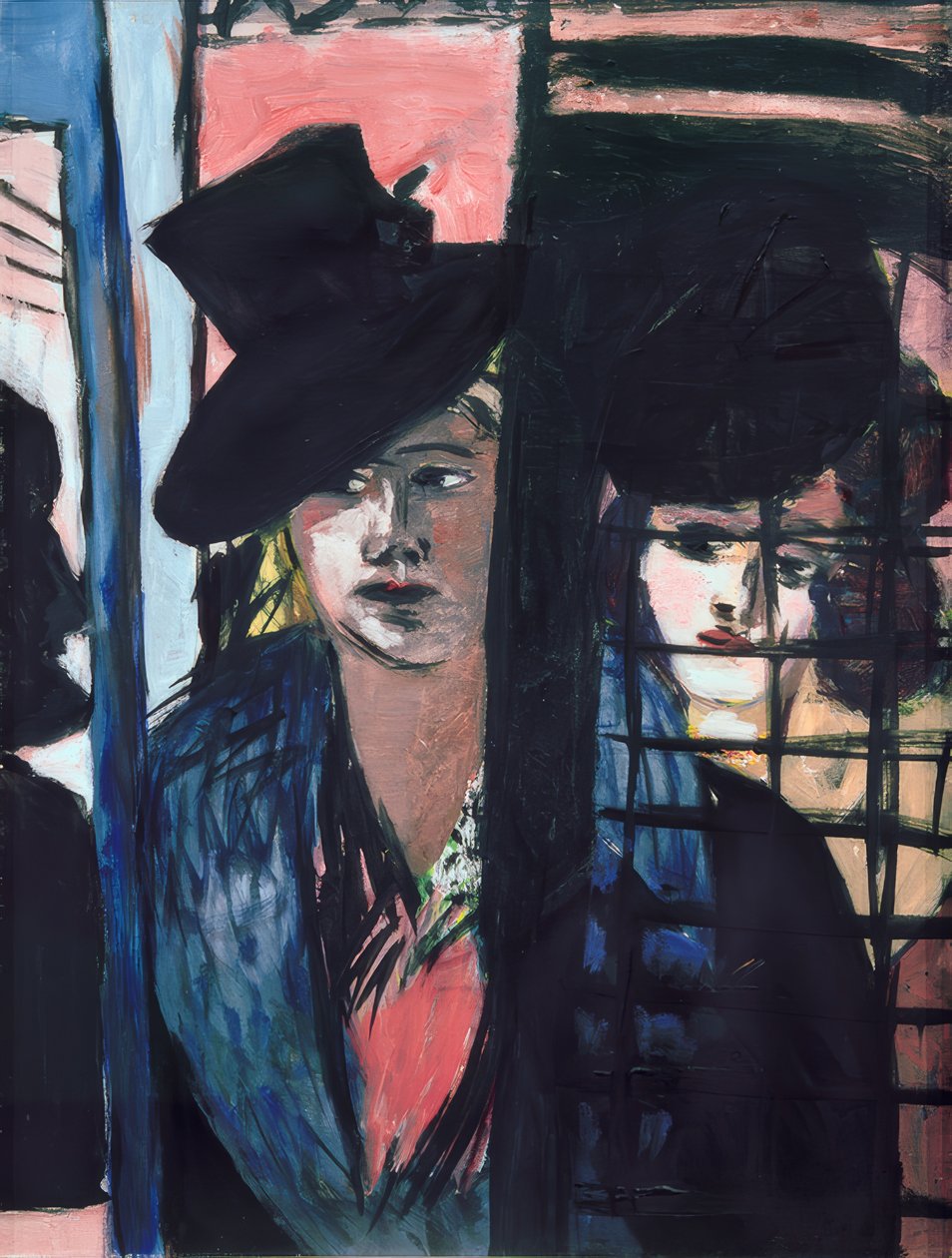 Dwie kobiety (w szklanych drzwiach) autorstwa Max Beckmann