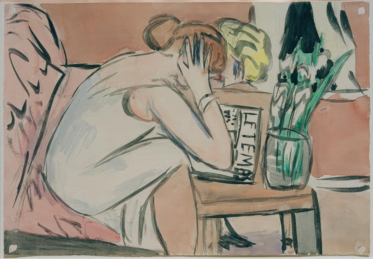 Dwie dziewczyny czytają autorstwa Max Beckmann