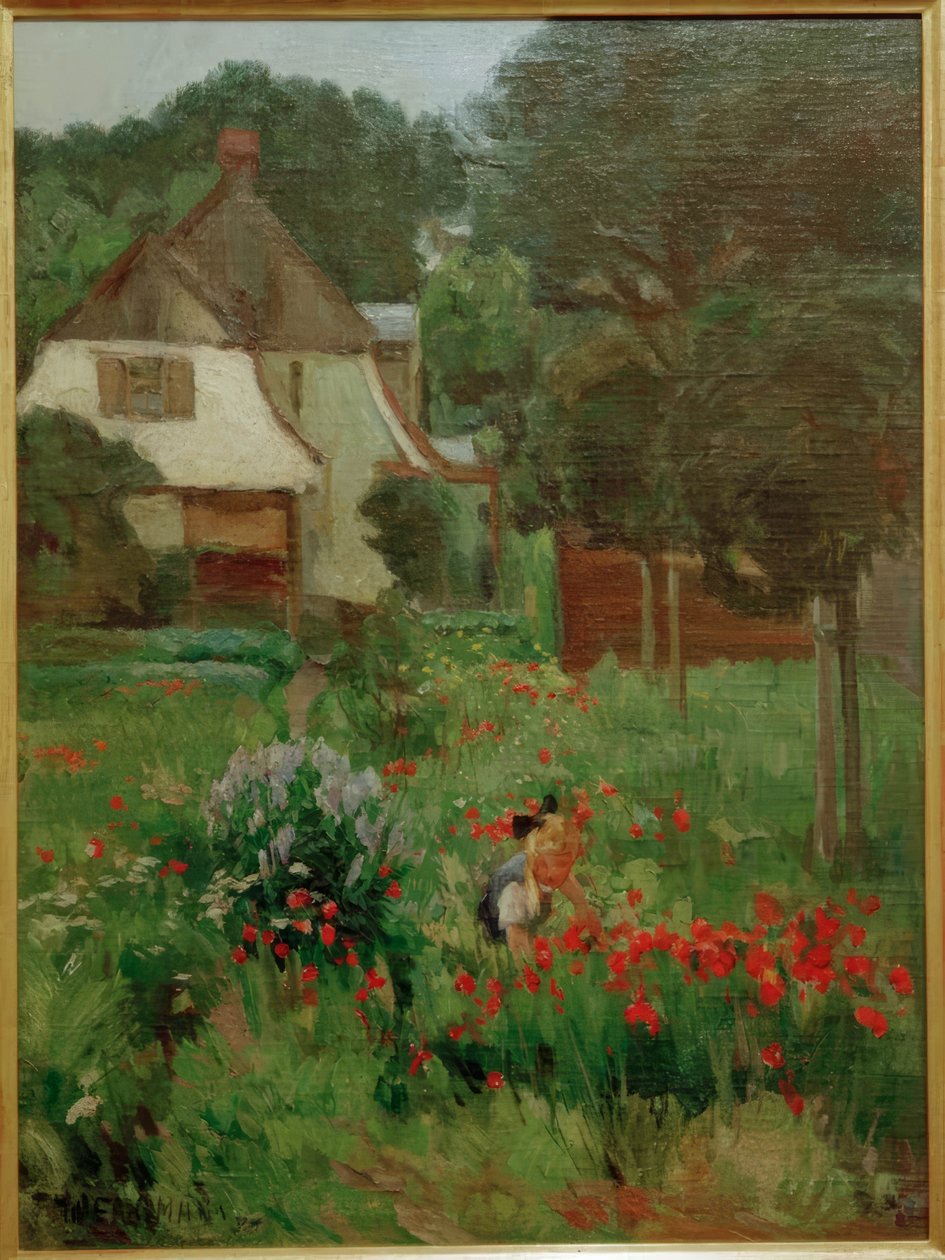 Dziecko zbierające kwiaty autorstwa Max Bergmann