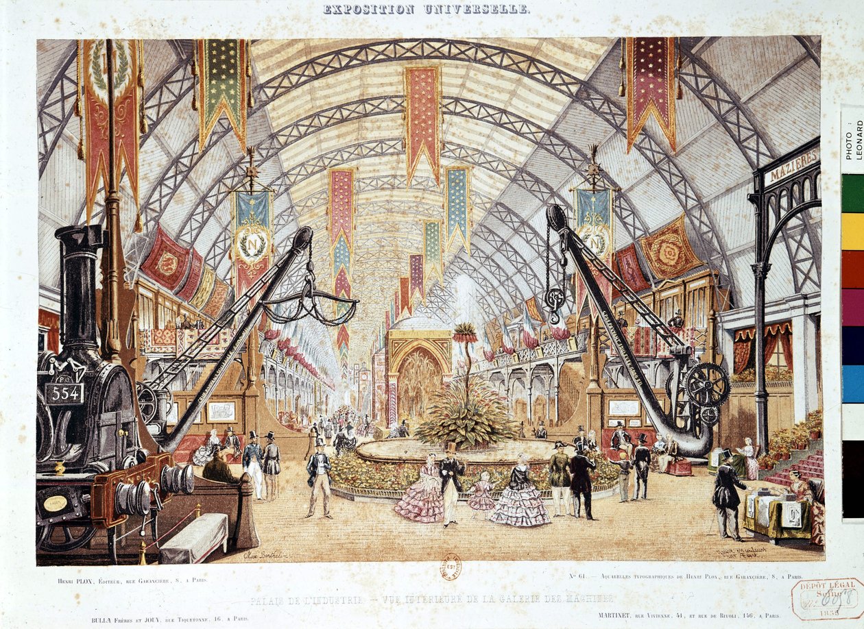 Ekspozycja Universelle 1855: Widok wnętrza maszynowni w Palais de l