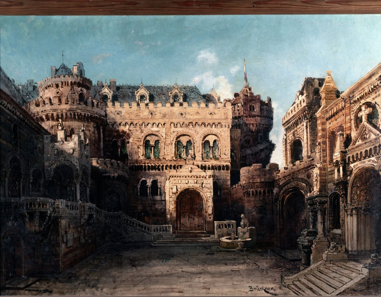 Wystrój „Lohengrina”, opery romantycznej w trzech aktach. Scenografia Brucknera autorstwa Max Bruckner