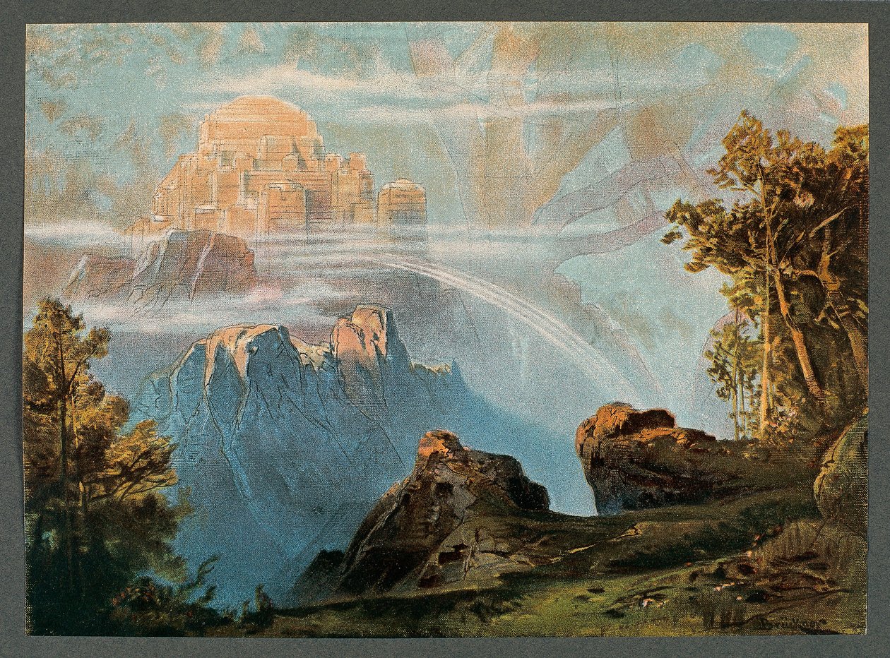 Francja, Paryż, Scenografia do aktu III Pierścienia Nibelunga - Złoto Renu autorstwa Richarda Wagnera autorstwa Max Bruckner
