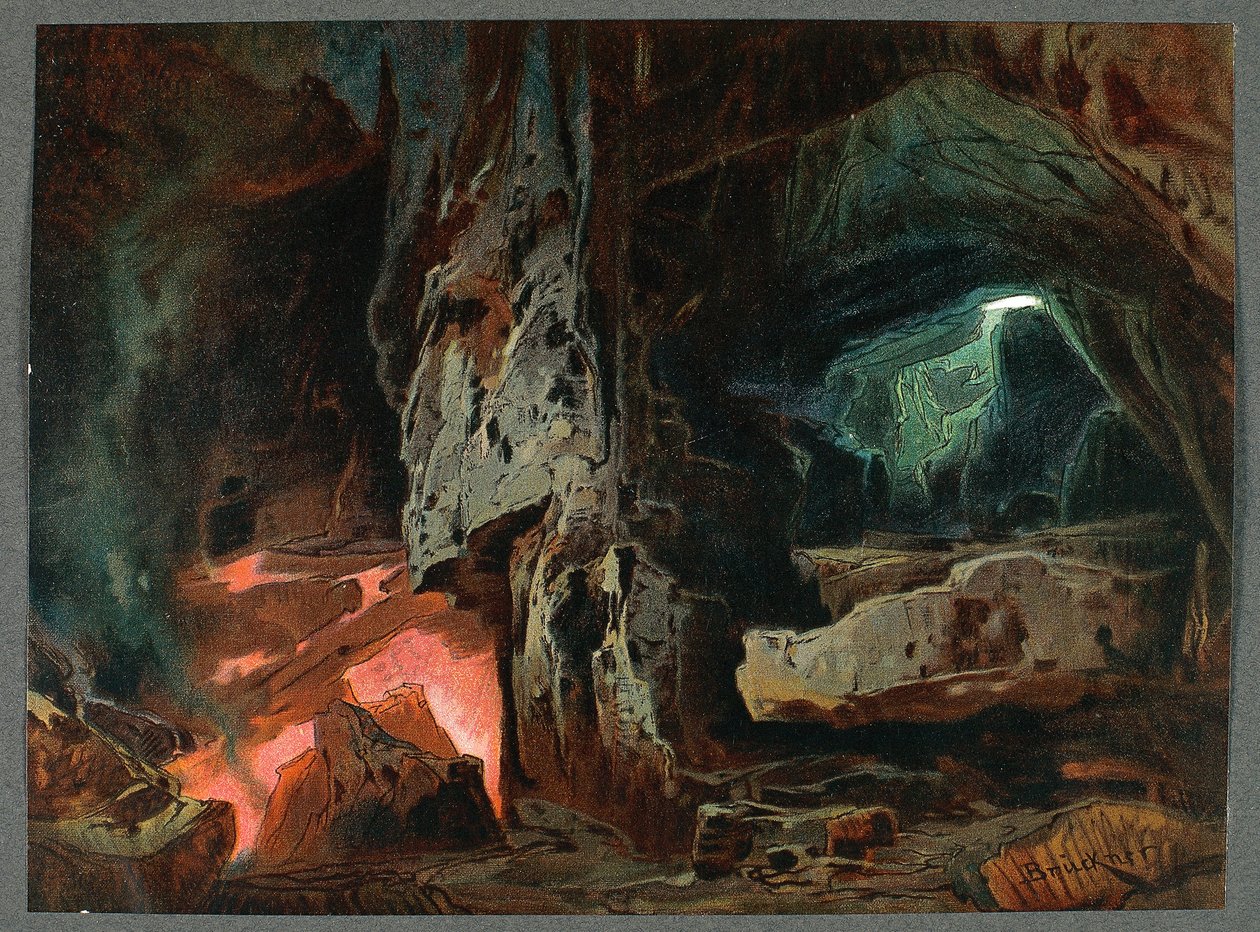 Francja, Paryż, Scenografia do II aktu Pierścienia Nibelunga - Złoto Renu autorstwa Richarda Wagnera autorstwa Max Bruckner