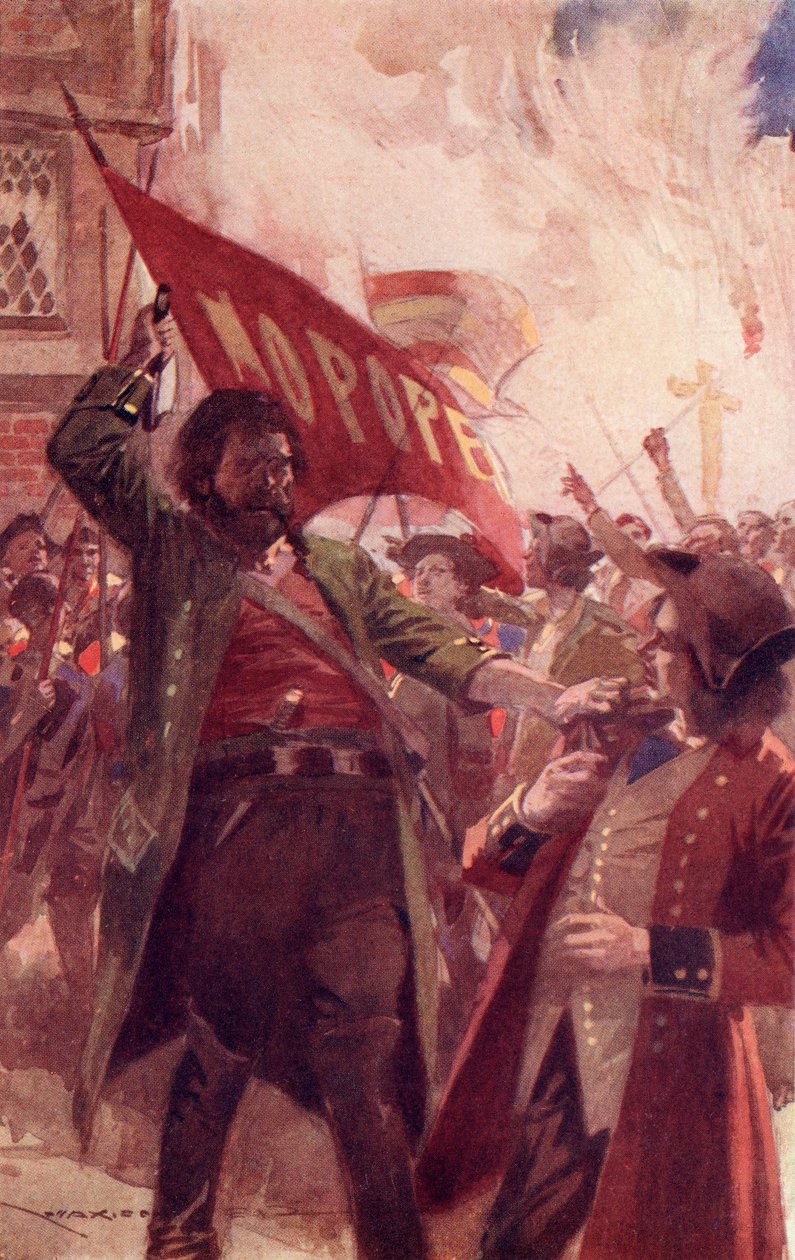 Hugh i Barnaby, frontyspis z „Barnaby Rudge: A Tale of the Riots of Eighty” Charlesa Dickensa (kolor lito) autorstwa Max Cowper