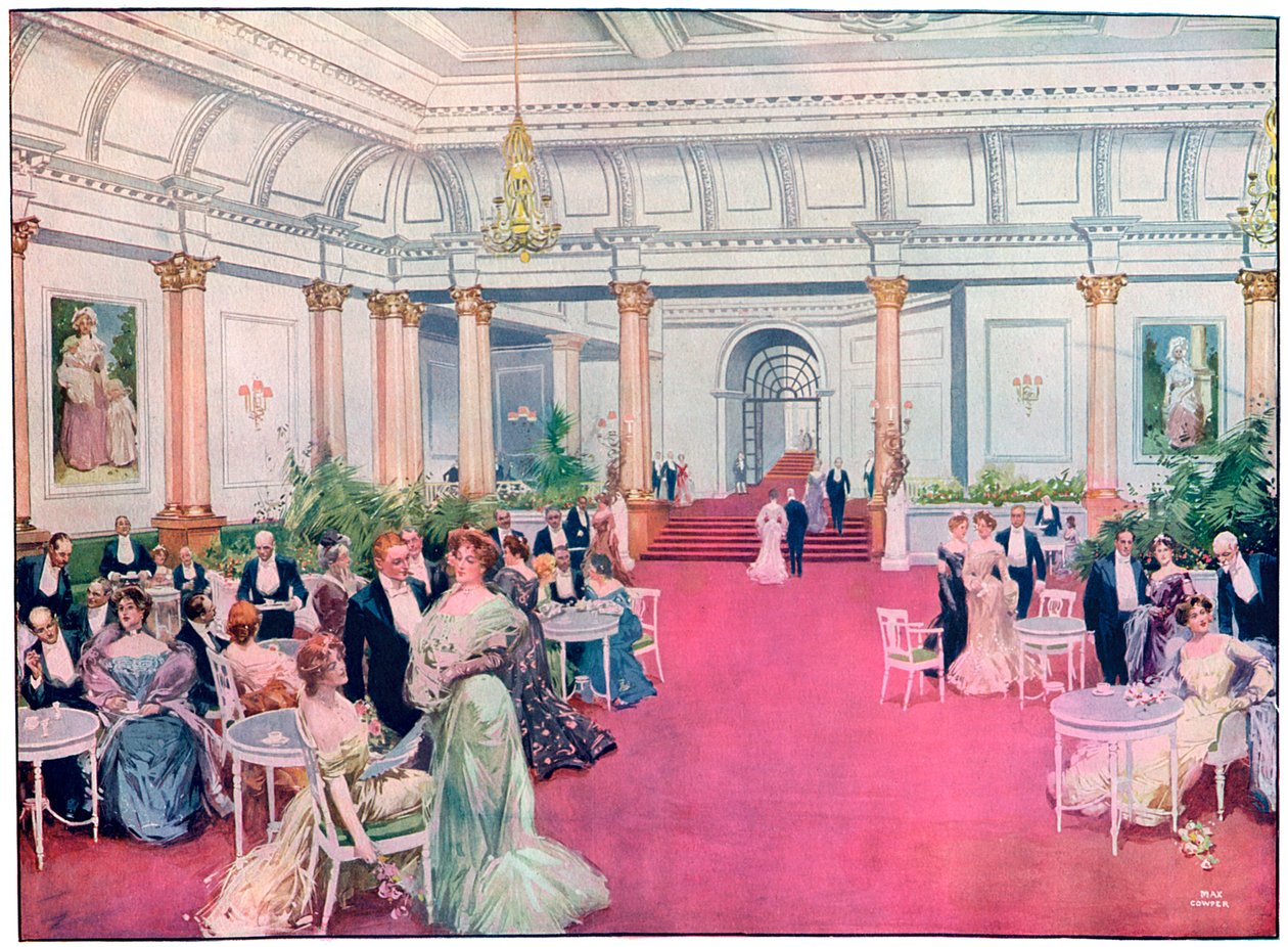 Foyer w restauracji Savoy, Londyn, 1905. autorstwa Max Cowper