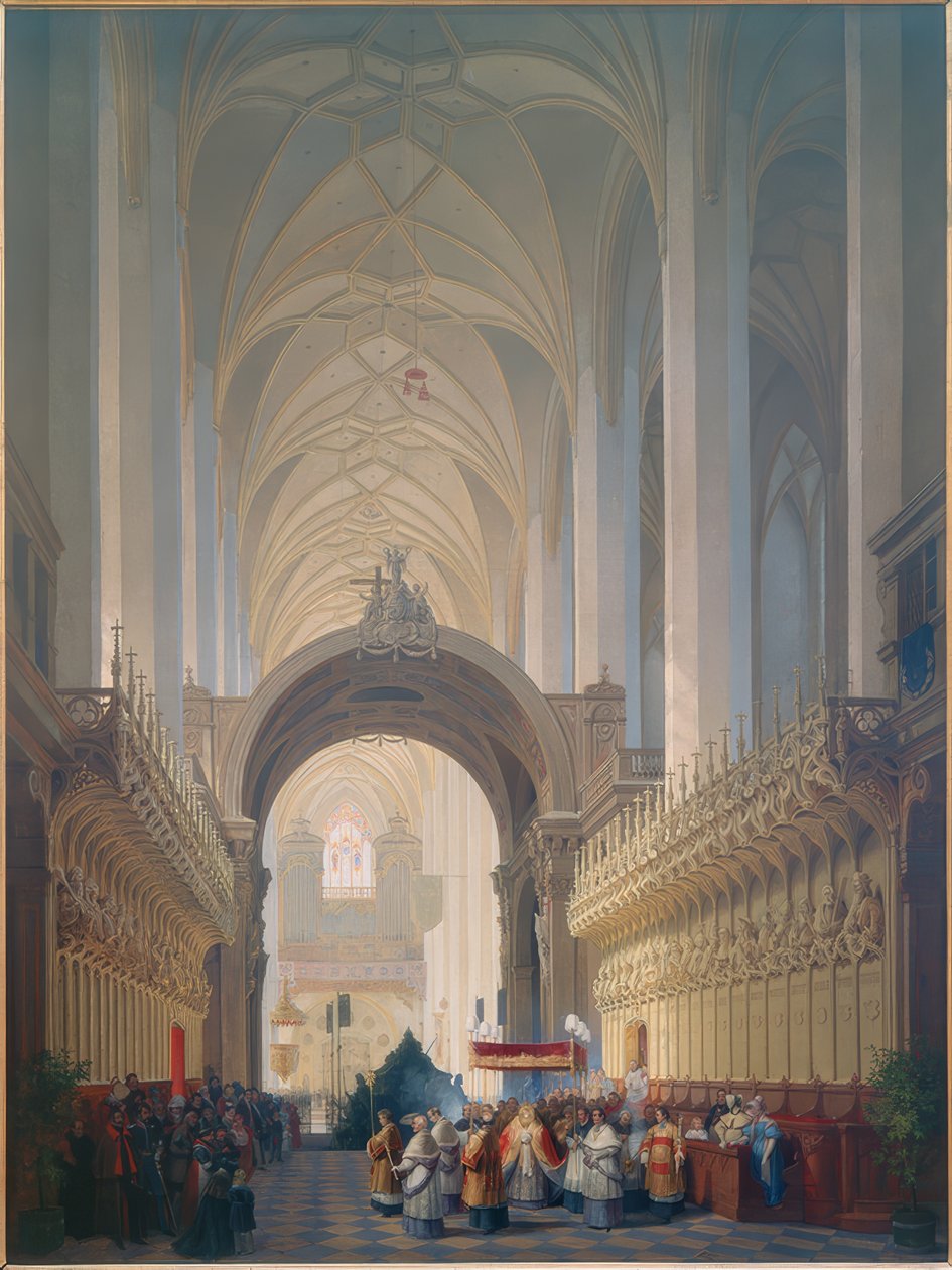 Wnętrze monachijskiego Frauenkirche autorstwa Max Emanuel Ainmiller