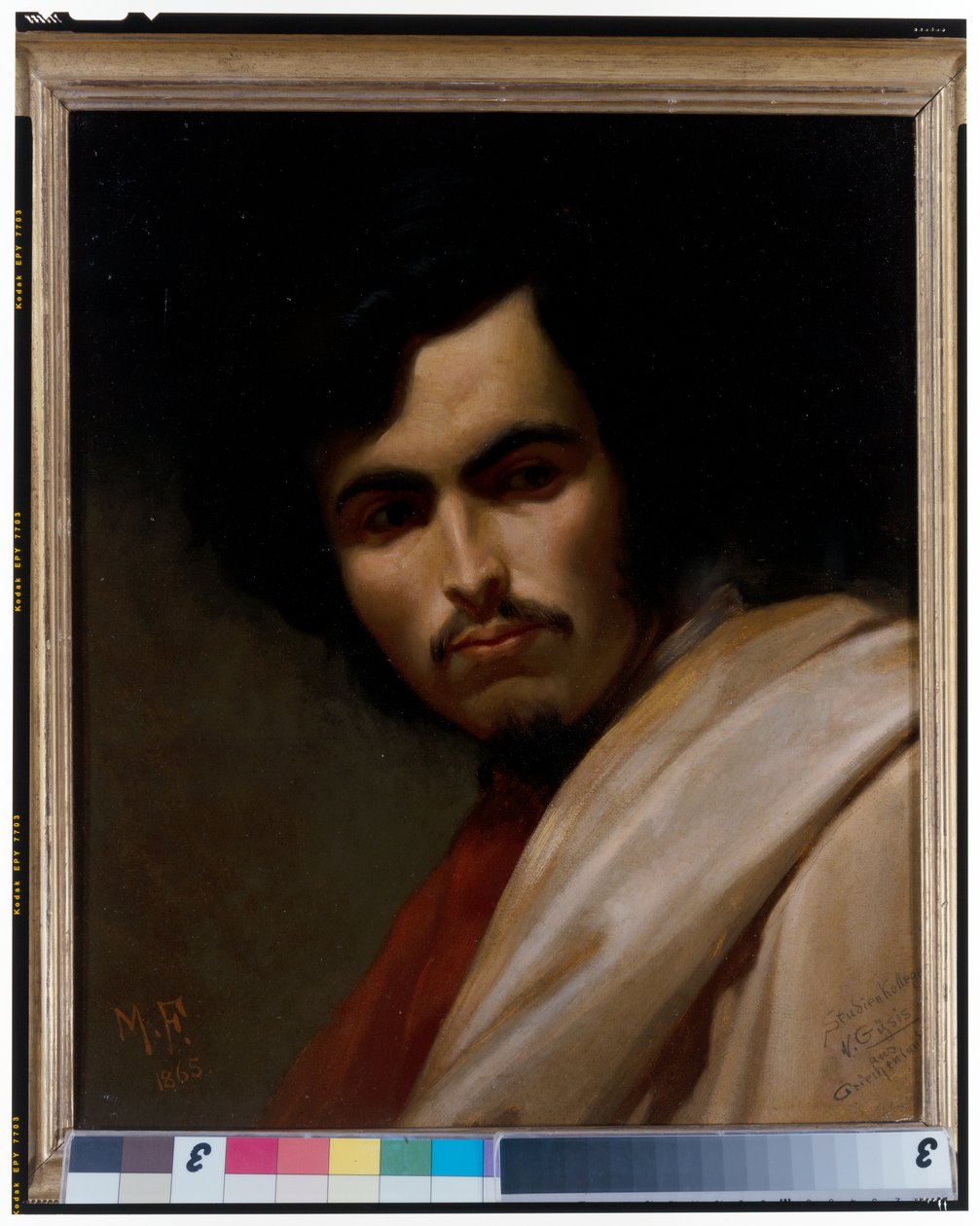 Portret malarza Nikolausa Gysisa (1842-1901), długość do biustu autorstwa Max Furst