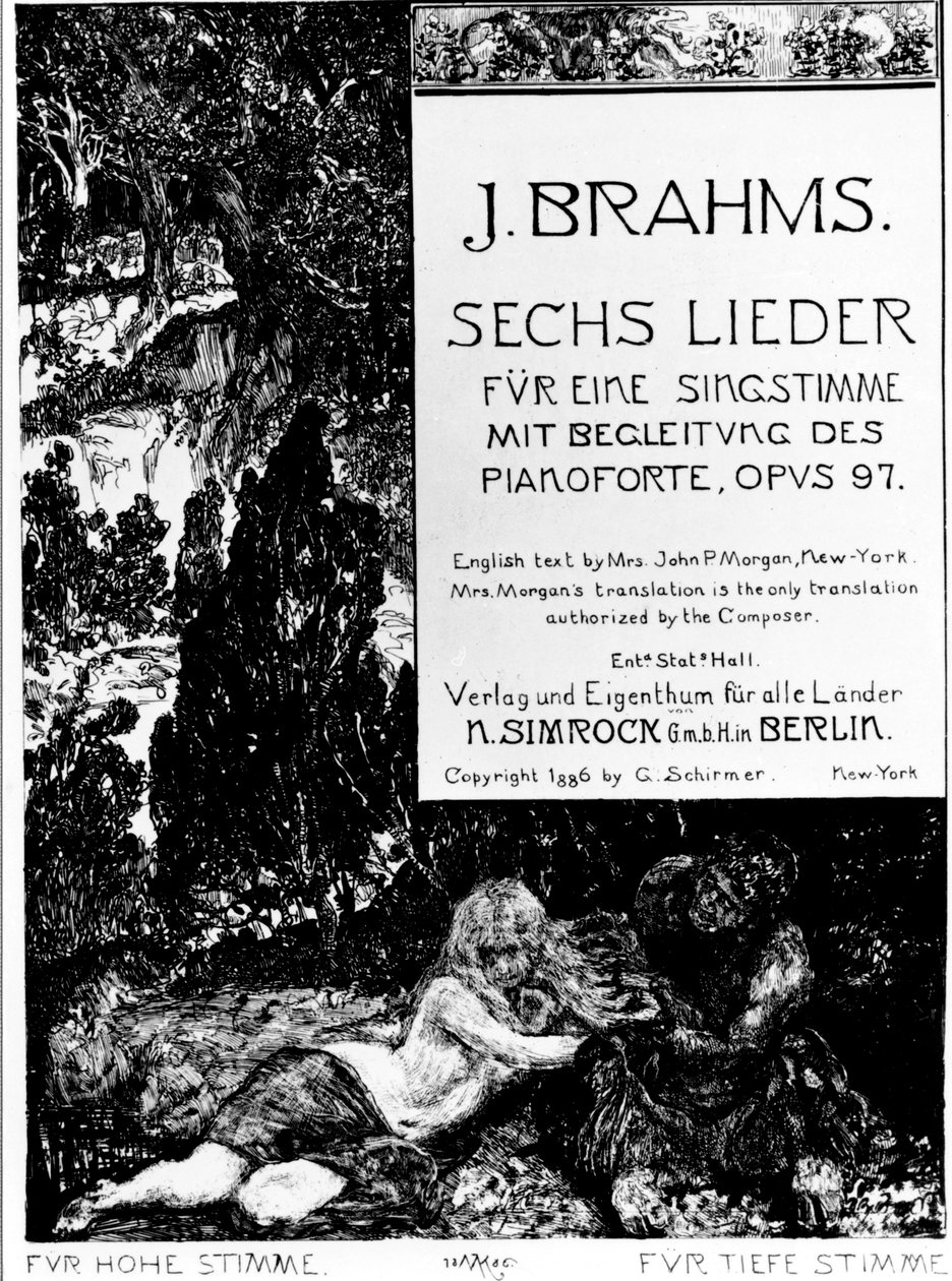 Frontyspis do „Sześciu pieśni opus 97” (Sześć pieśni opus 97) Johannesa Brahmsa (1833-1897) autorstwa Max Klinger