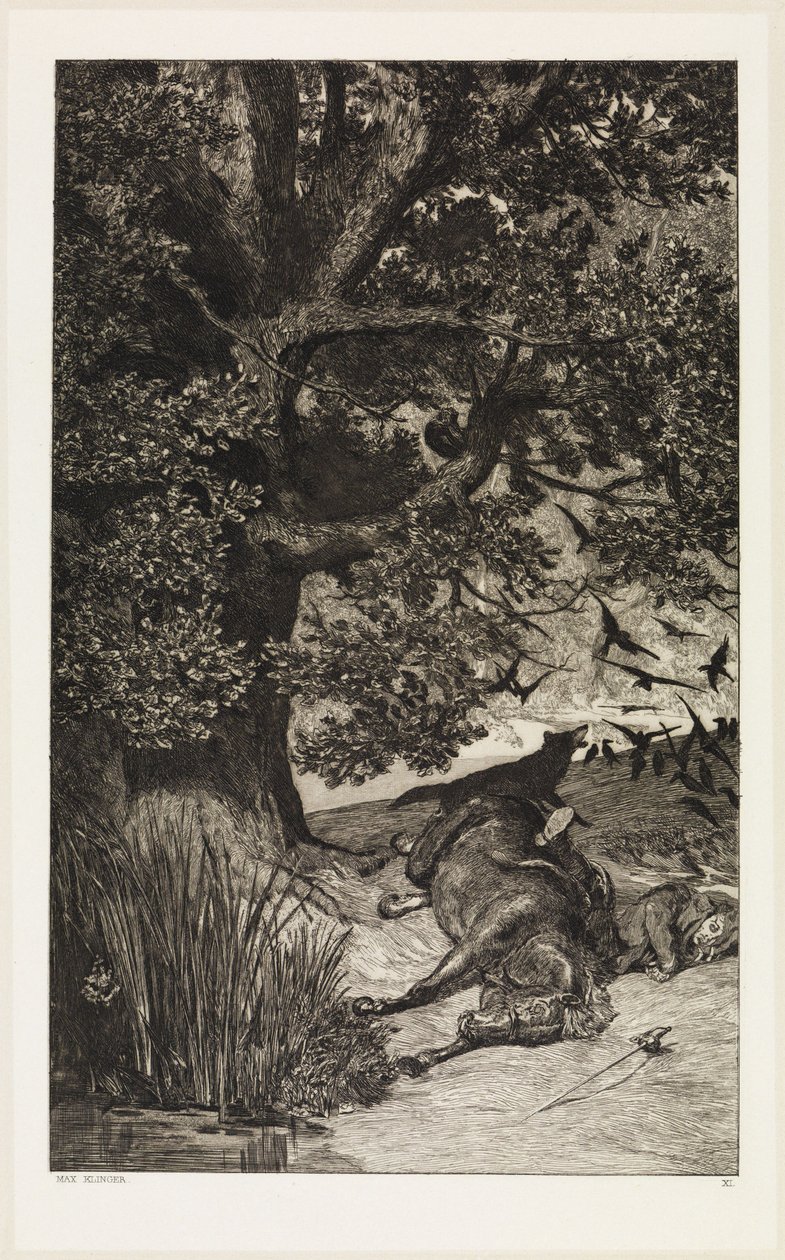Upadły jeździec (Intermezzi, opus IV, plansza 11) autorstwa Max Klinger