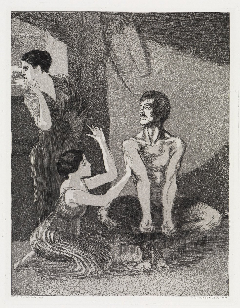 Dziewczyna i Strzelec (Namiot, Opus XIV, część 1, nr 9) autorstwa Max Klinger