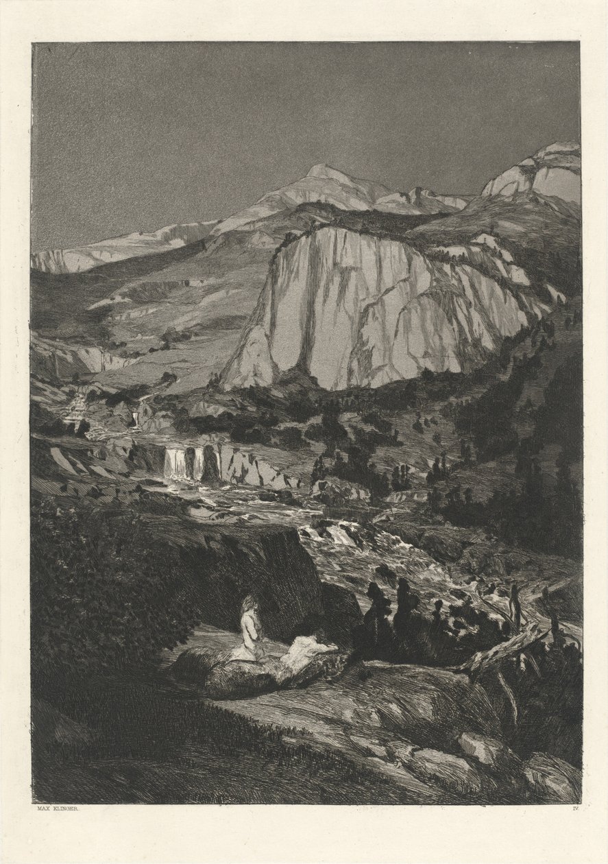 Mondnacht Księżycowej Nocy: pl. 4, opublikowany 1881. autorstwa Max Klinger