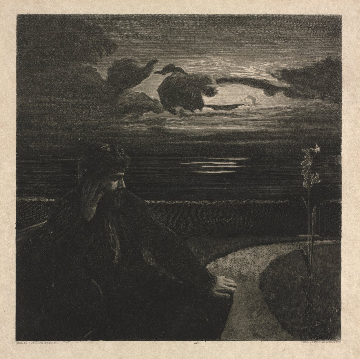 Noc, z O śmierci, część I, Opus XI Noc, ze śmierci, część I, Opus XI, 1889. autorstwa Max Klinger