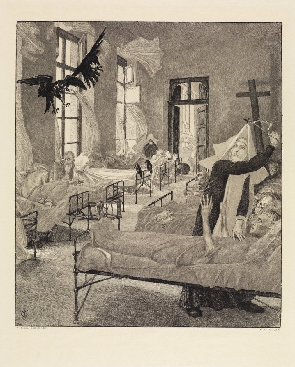 Zaraza (O śmierci, część druga, opus XI, plansza 6) autorstwa Max Klinger