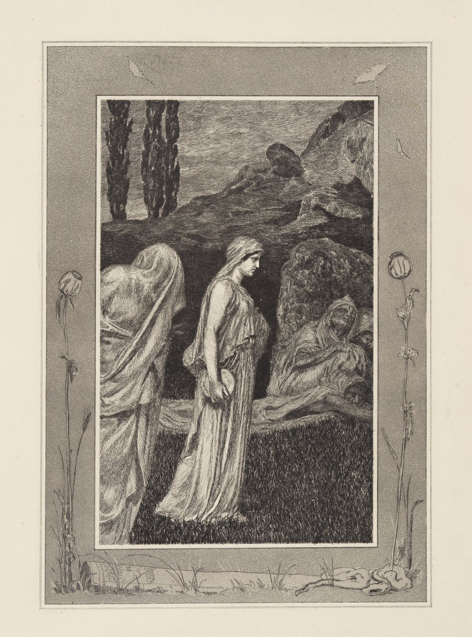 Psyche w Tartarze (Amor i Psyche, opus V, tablica 39) autorstwa Max Klinger