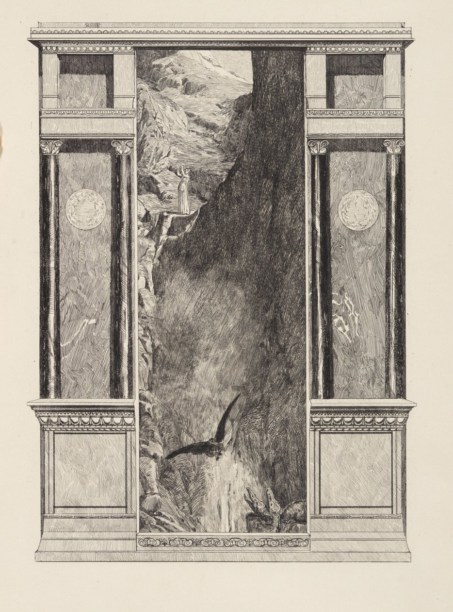 Psyche i orzeł Jowisza (Amor i Psyche, opus V, plansza 37) autorstwa Max Klinger