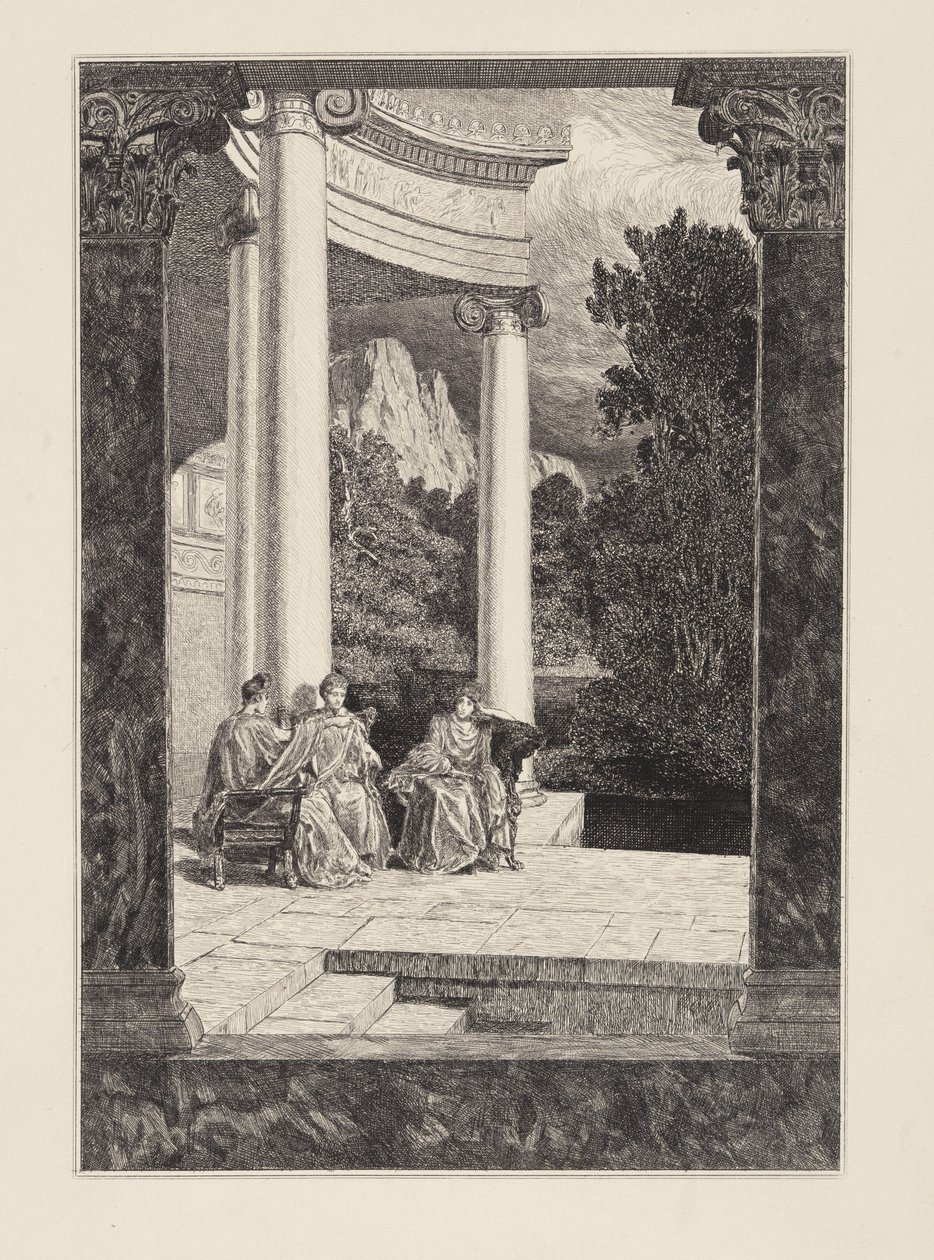 Psyche i jej siostry (Amor i Psyche, opus V, arkusz 18) autorstwa Max Klinger