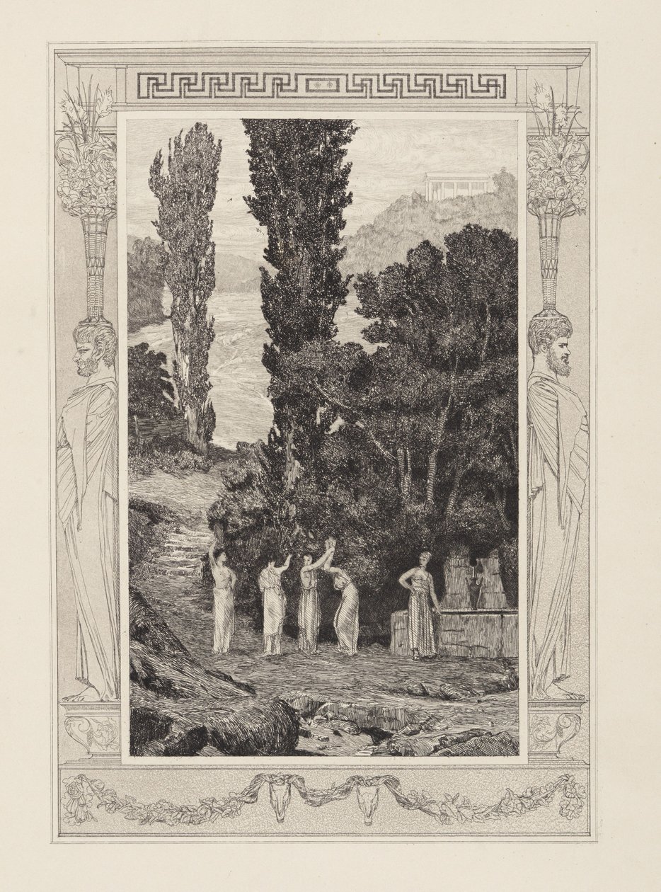 Wędrująca Psyche (Amor i Psyche, opus V, plansza 28) autorstwa Max Klinger