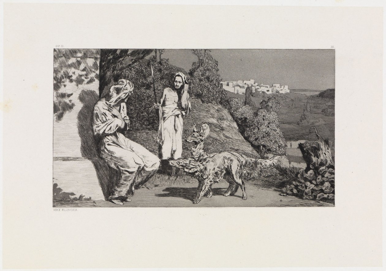 Pyramus i Thisbe II (Ratowanie ofiar Owidiusza, Opus II, arkusz 3) autorstwa Max Klinger