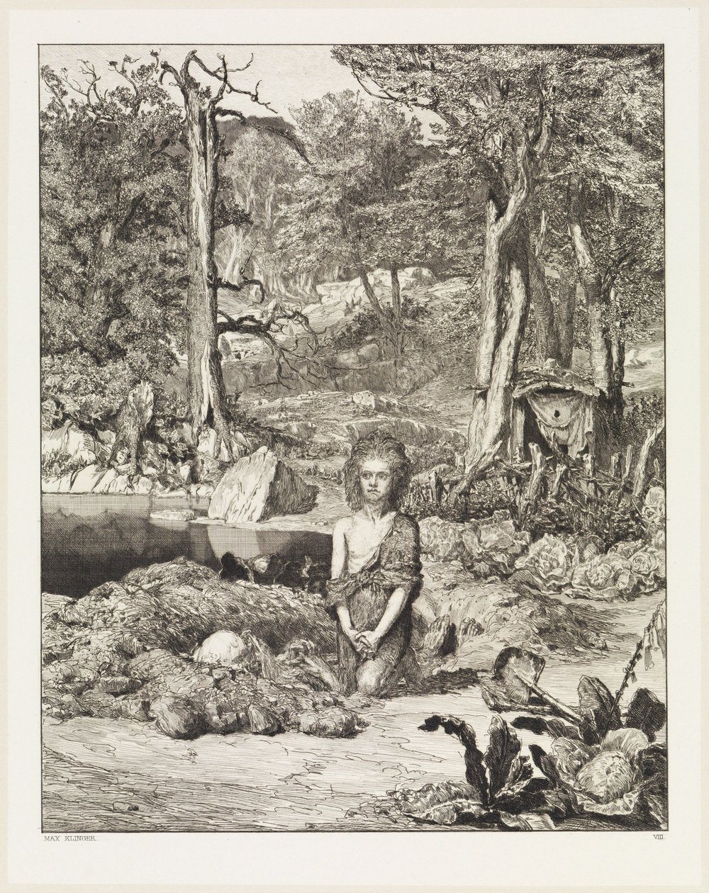 Simplicius przy grobie pustelnika (Intermezzi, opus IV, plansza 8) autorstwa Max Klinger