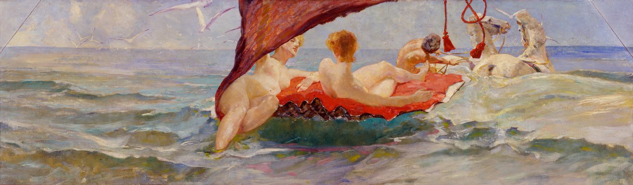 Wenus w muszlowym rydwanie. Część dekoracji ściennej willi Albers w Berlinie-Steglitz autorstwa Max Klinger