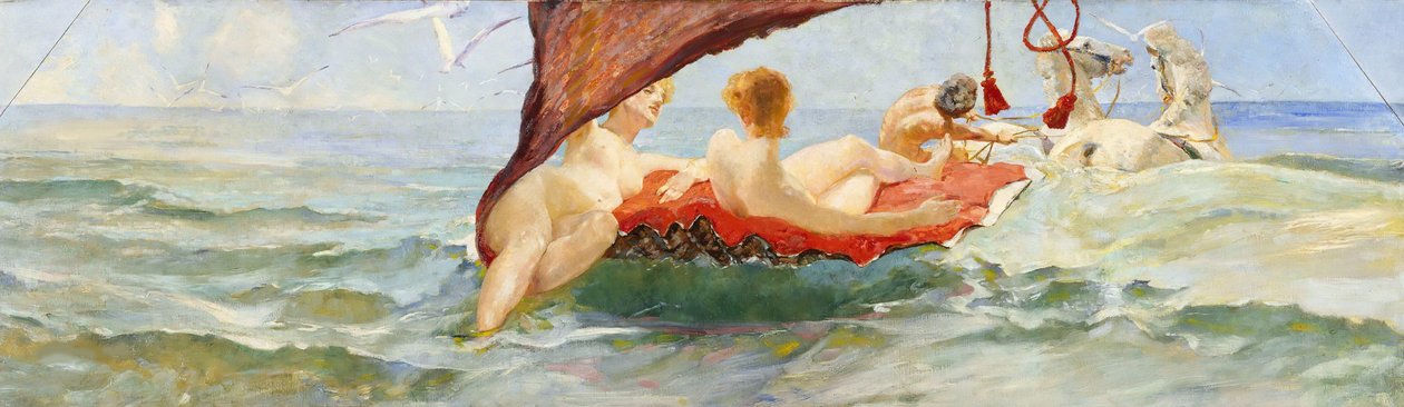 Wenus w powozie muszli. Fragment dekoracji ściennej Willi Albers, 1884-1885. autorstwa Max Klinger