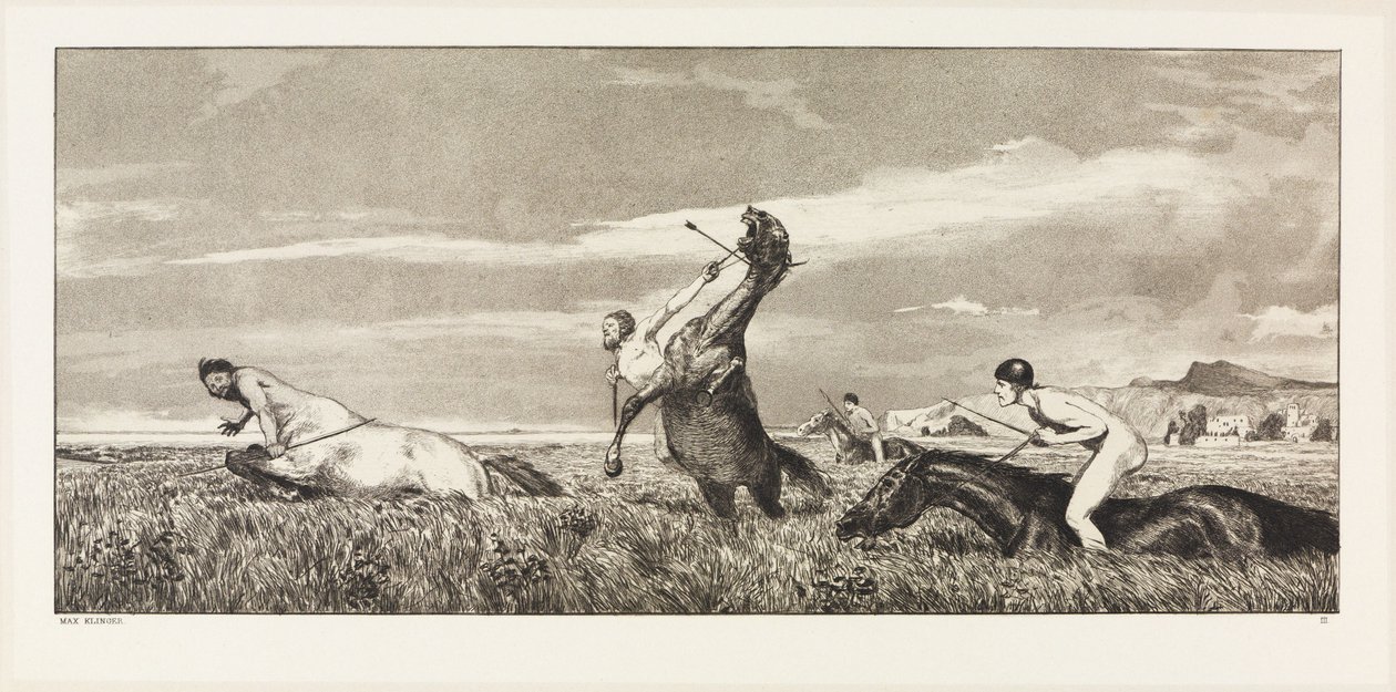 Prześladowany centaur (Intermezzi, opus IV, karta 3) autorstwa Max Klinger
