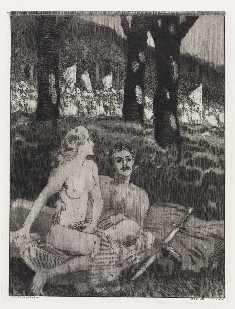 Noc w lesie (Namiot, Opus XIV, część II, nr 42) autorstwa Max Klinger