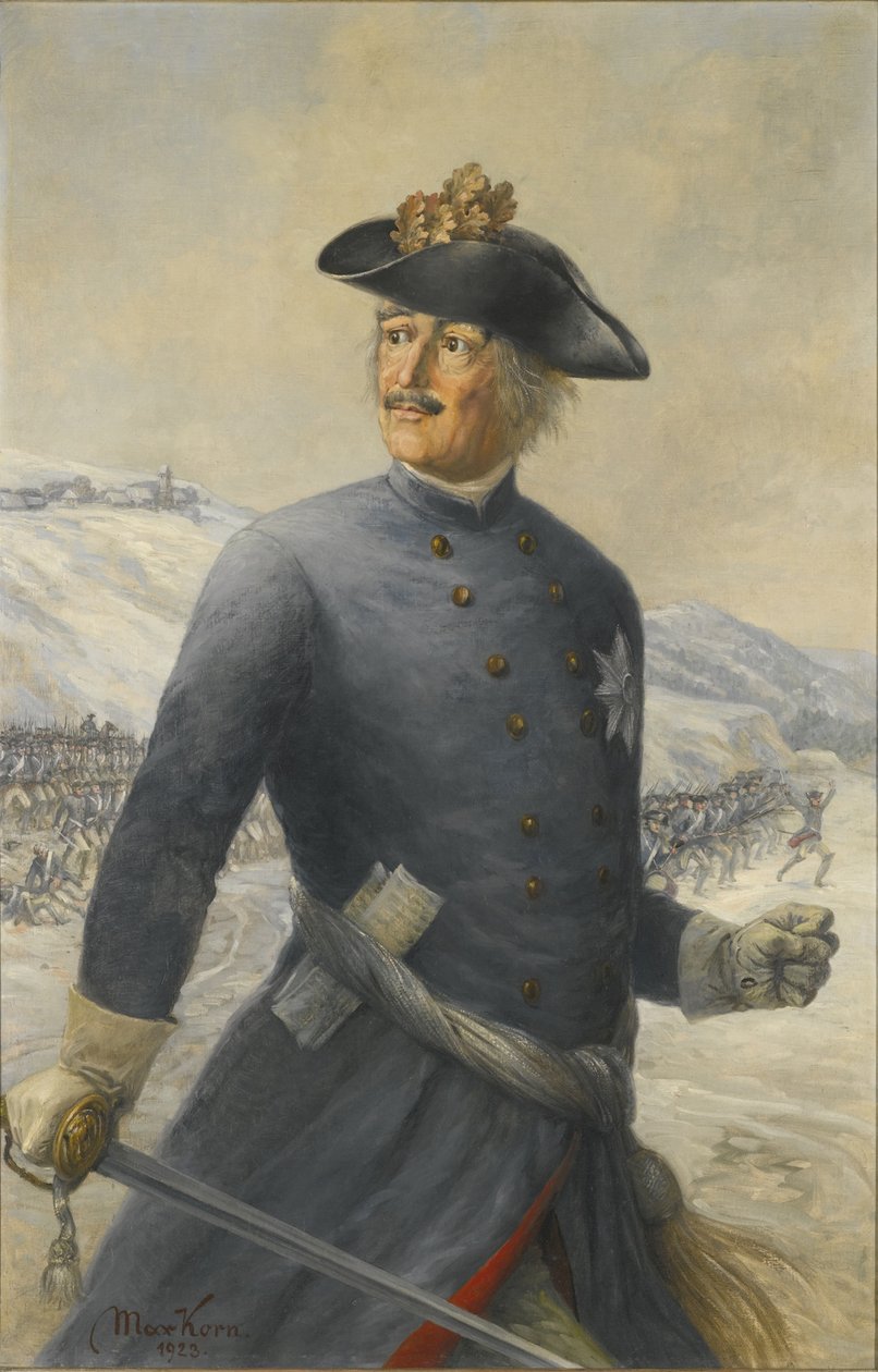 Leopold I, książę Anhalt-Dessau 1676-1747, feldmarszałek w armii pruskiej autorstwa Max Korn