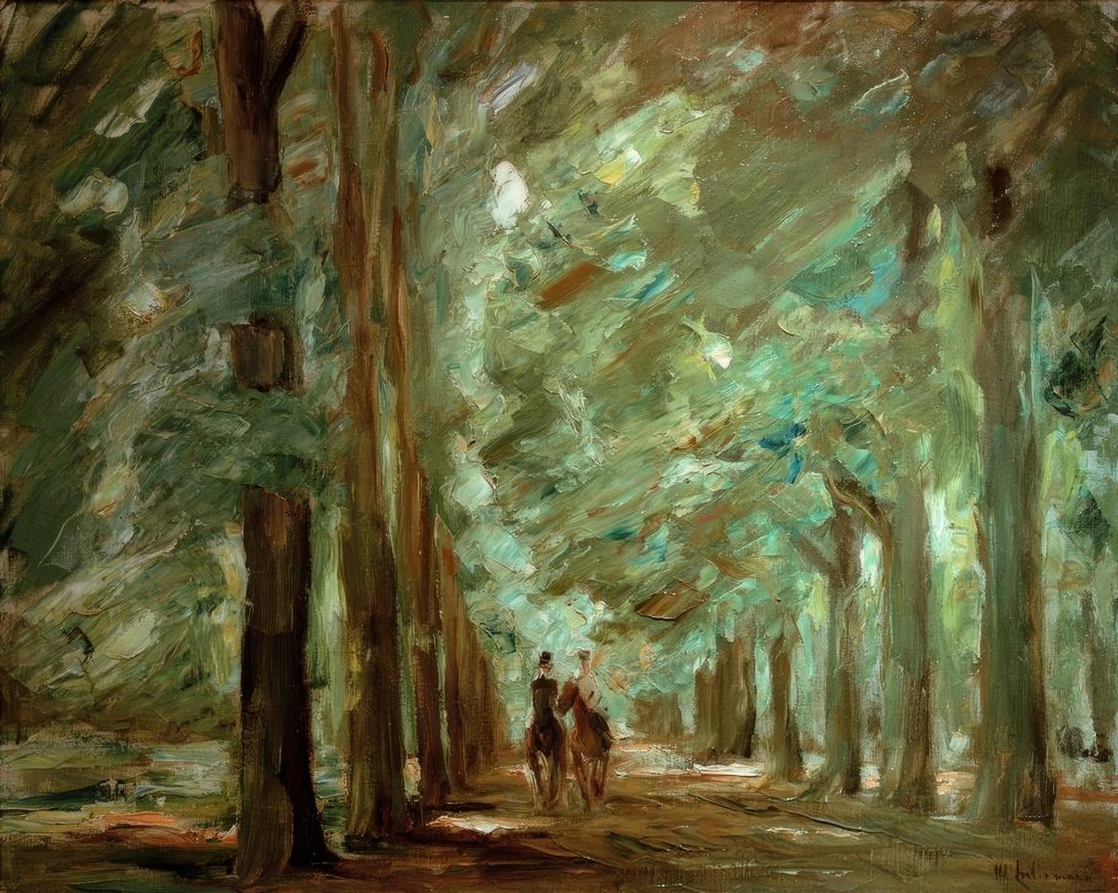 Aleja w Sacrowie z dwoma jeźdźcami autorstwa Max Liebermann