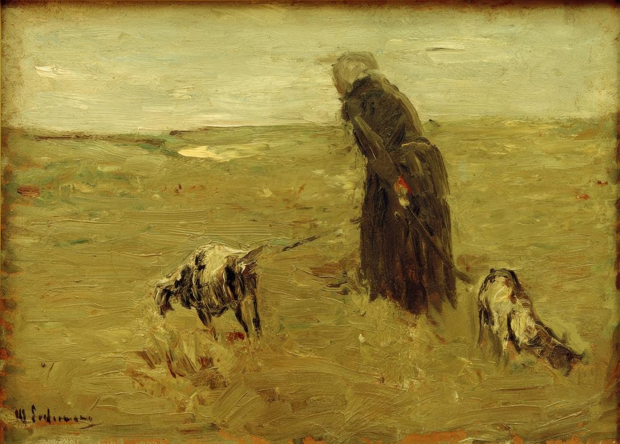 Stara kobieta z kozami autorstwa Max Liebermann