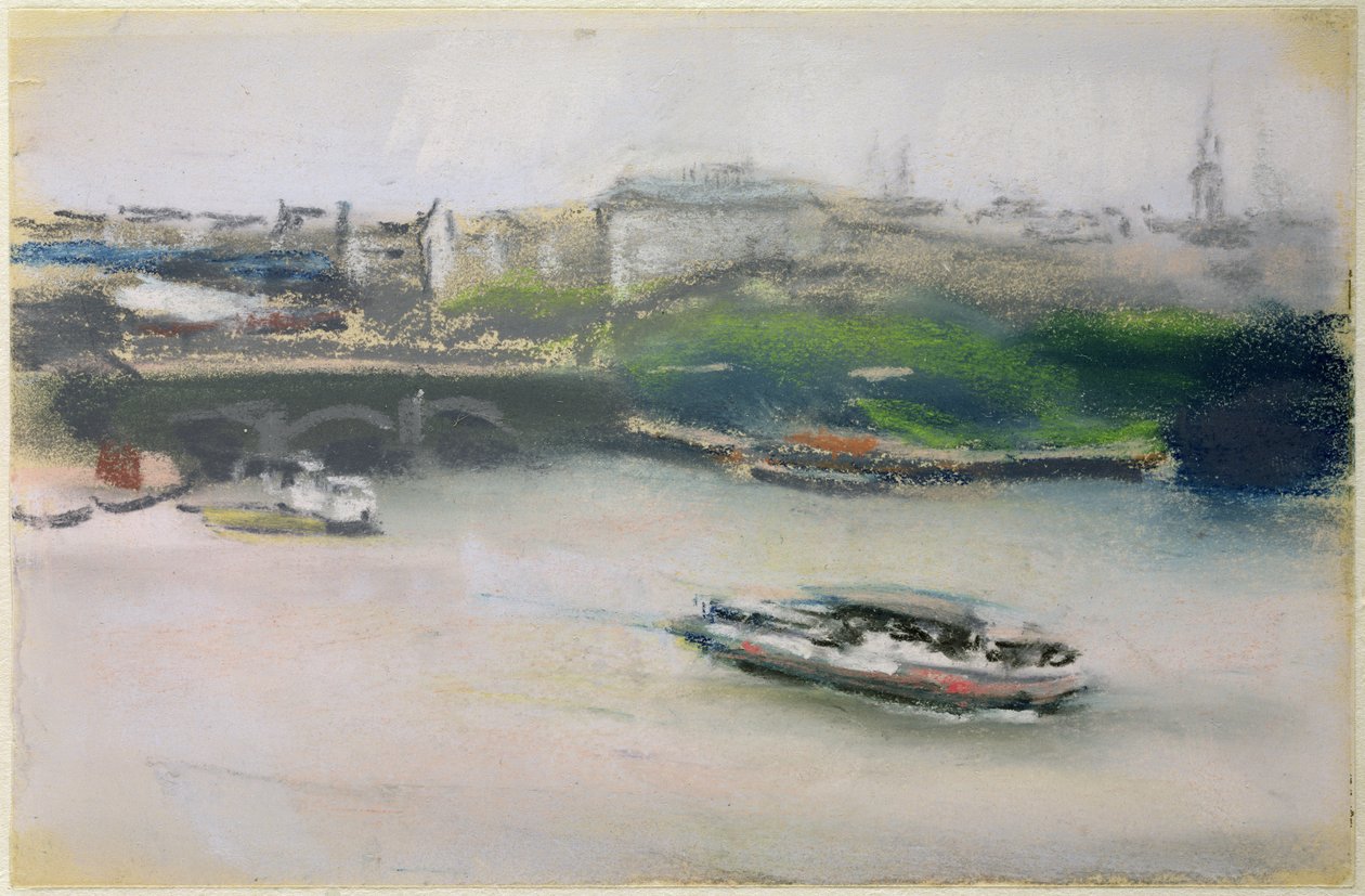 Binnenalster z Lombardsbrucke, Hamburg, 1910 (pastel na papierze) autorstwa Max Liebermann