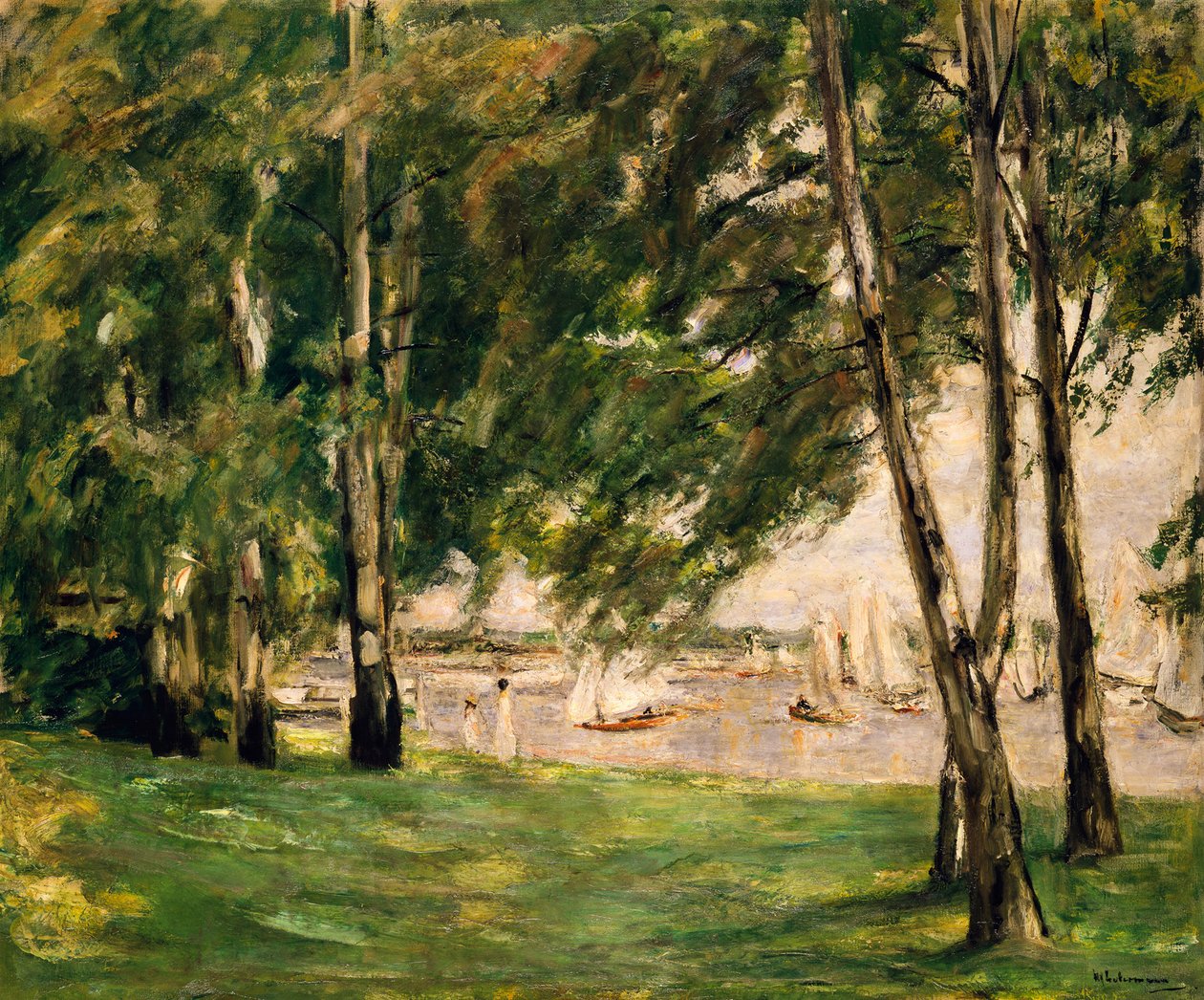Widok na Wannsee z żaglówkami autorstwa Max Liebermann